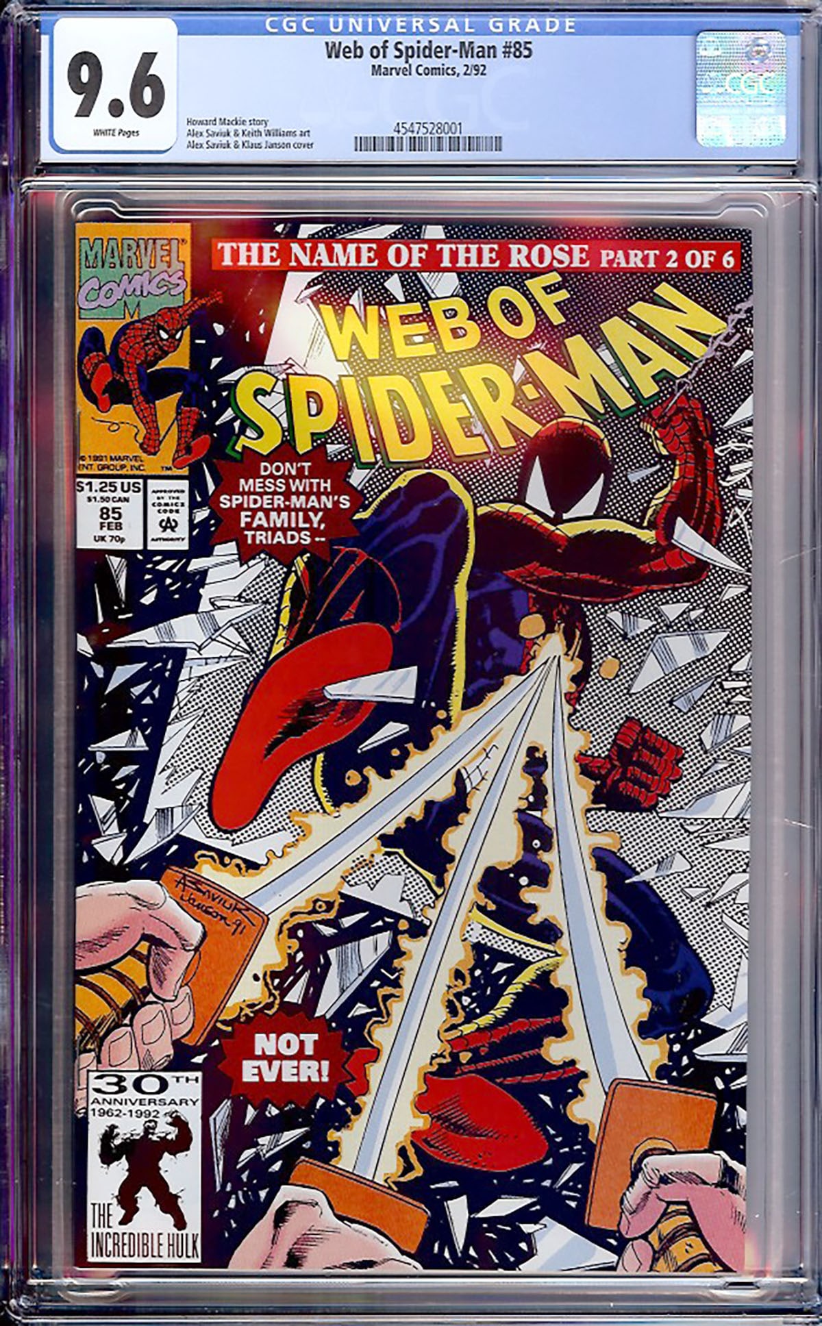 Web of Spider-Man #85 (1991, Marvel) CGC 9.6 (1 of 1)