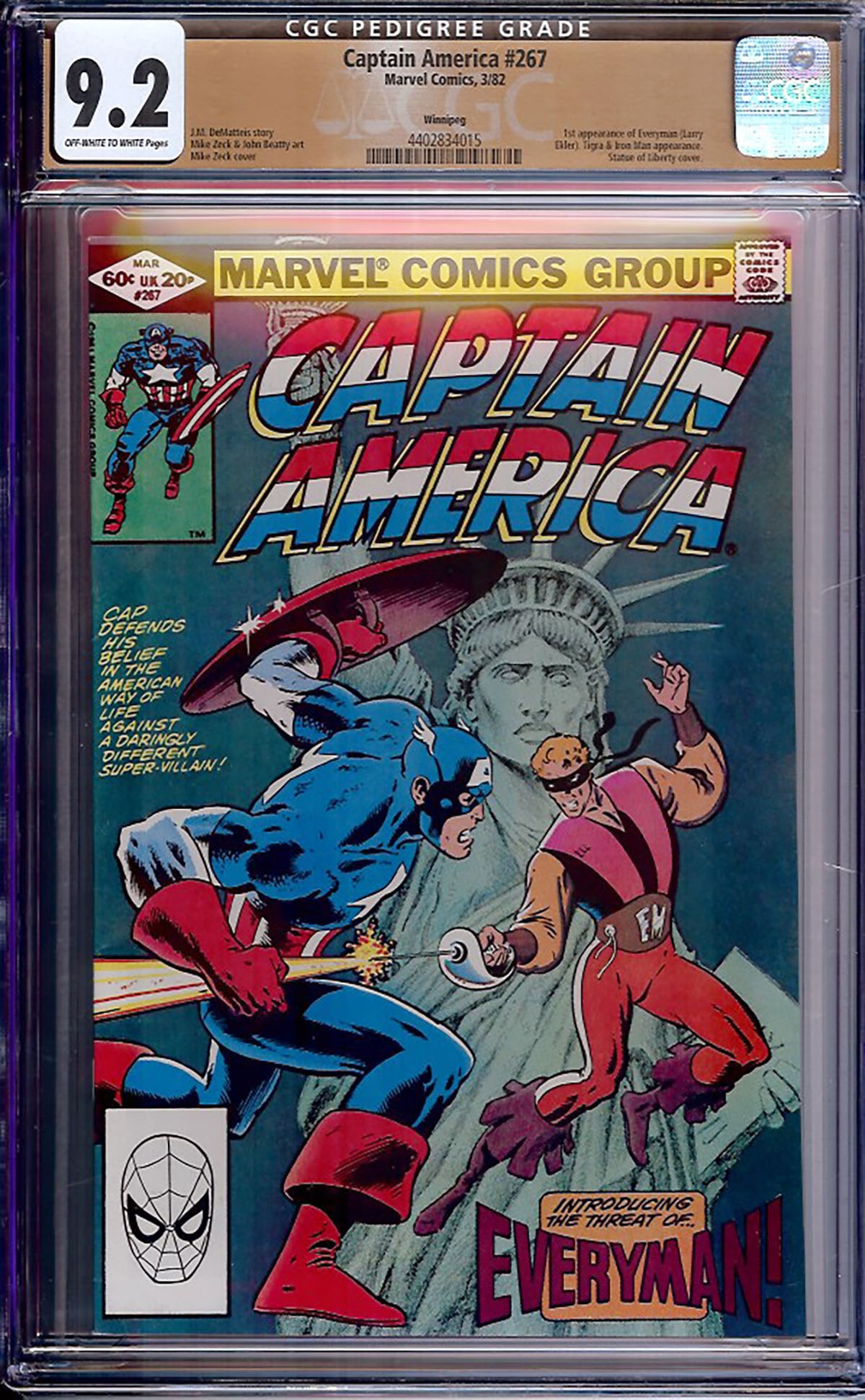 Captain America #267 (Marvel, 1982) CGC9.2 White Pages (Winnipeg Pedigree) (1 of 1)