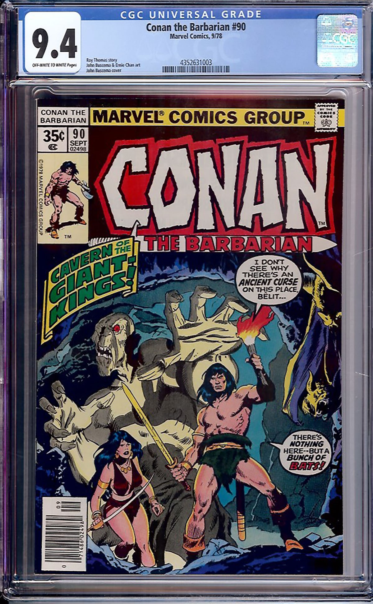 Conan the Barbarian #90 (Marvel, 1978) CGC 9.4 Off-White to White Pages (1 of 1)