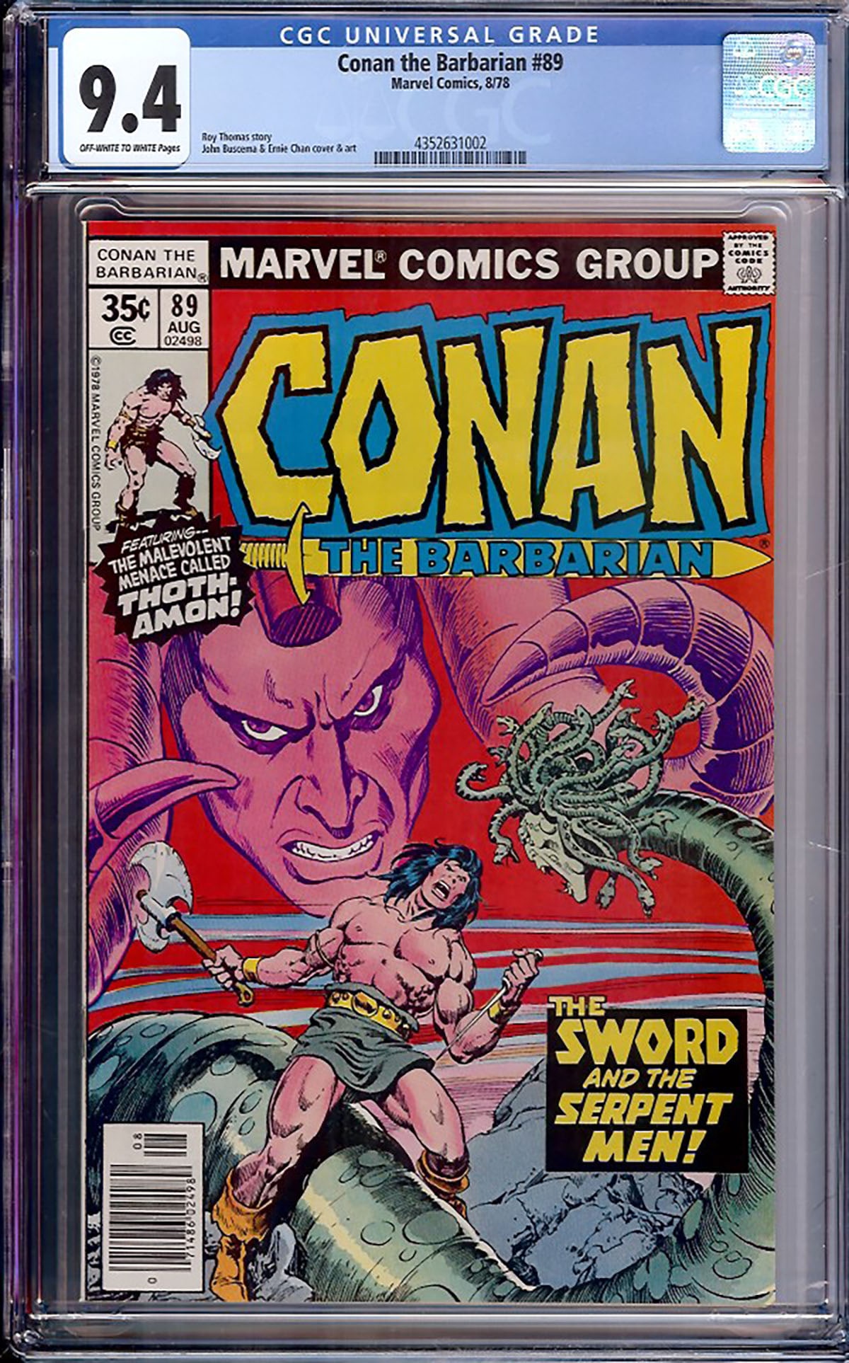 Conan the Barbarian #89 (Marvel, 1978) CGC 9.4 Off-White to White Pages (1 of 1)