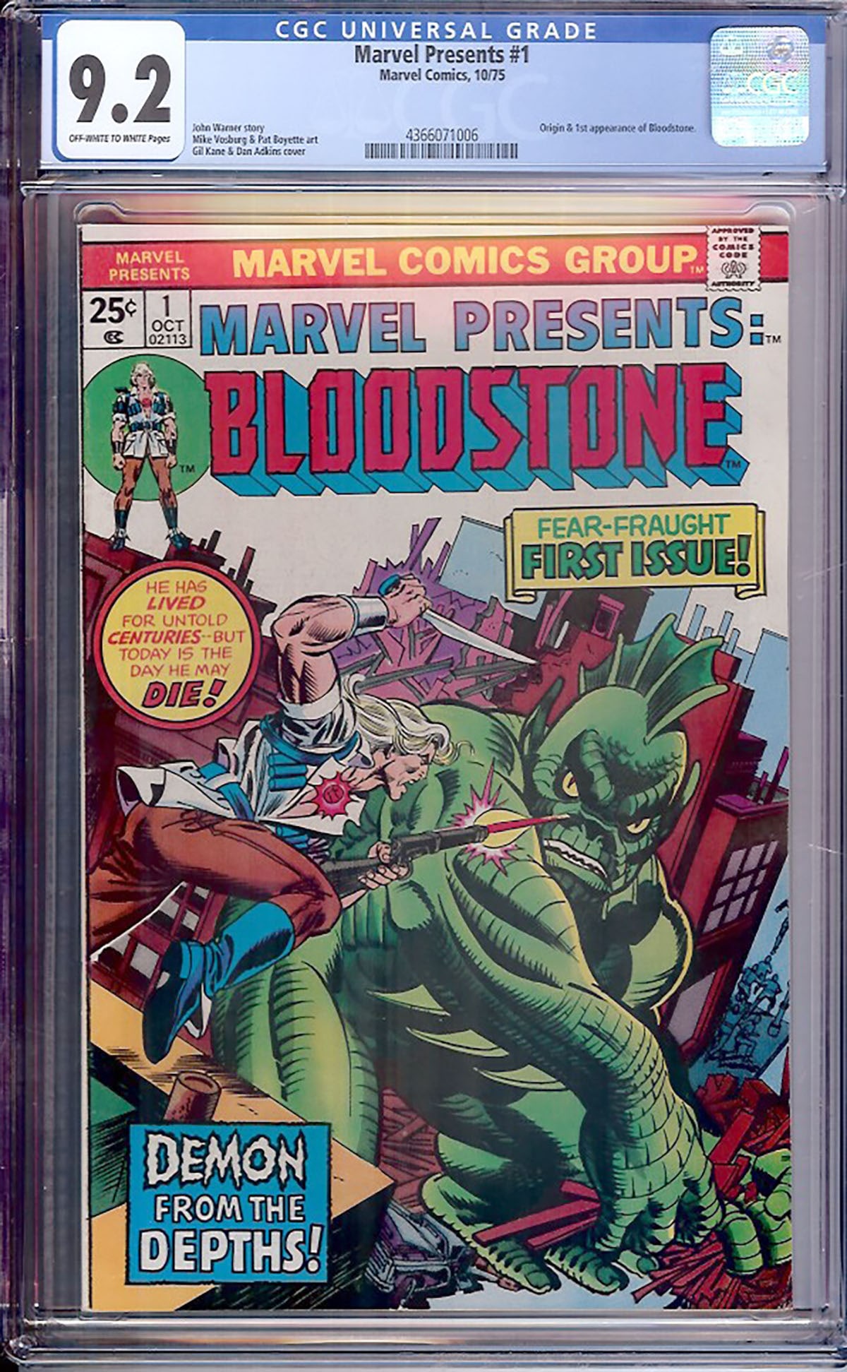 Marvel Presents #1 (Marvel, 1975) CGC 9.2 Off-White to White Pages (1 of 1)