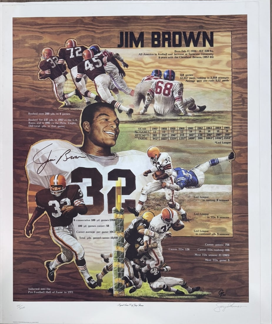 Jim Brown Signed Limited Edition Print (#661/3500) – Dual Signed (1 of 2)