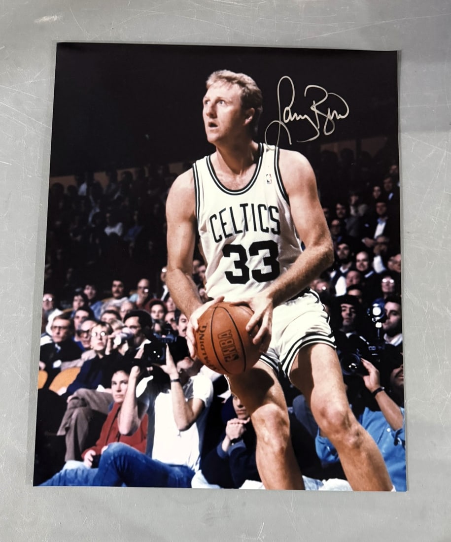 Larry Bird Signed Color Photo Silver Paint Pen Autograph Boston Celtics NBA HOF (1 of 4)