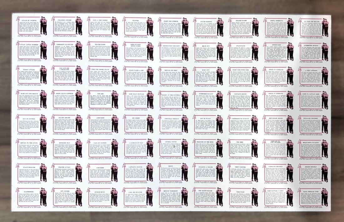 Star Trek Original Series Uncut Trading Card Sheet (1960s Topps) – Full Sheet w/ Captions – Kirk - 2