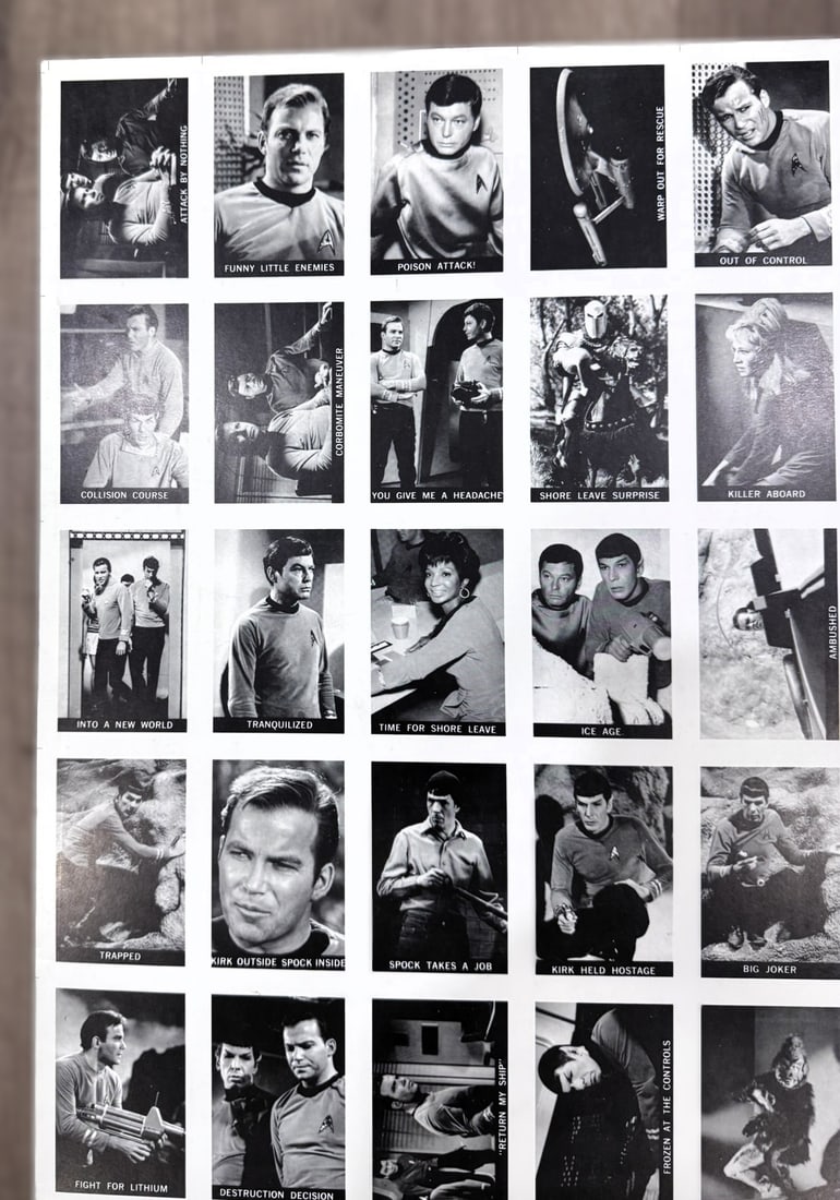 Star Trek Original Series Uncut Trading Card Sheet (1960s Topps) – Full Sheet w/ Captions – Kirk - 3