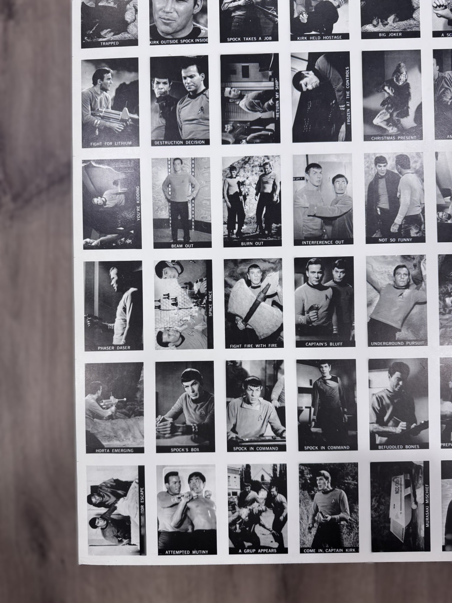 Star Trek Original Series Uncut Trading Card Sheet (1960s Topps) – Full Sheet w/ Captions – Kirk - 4
