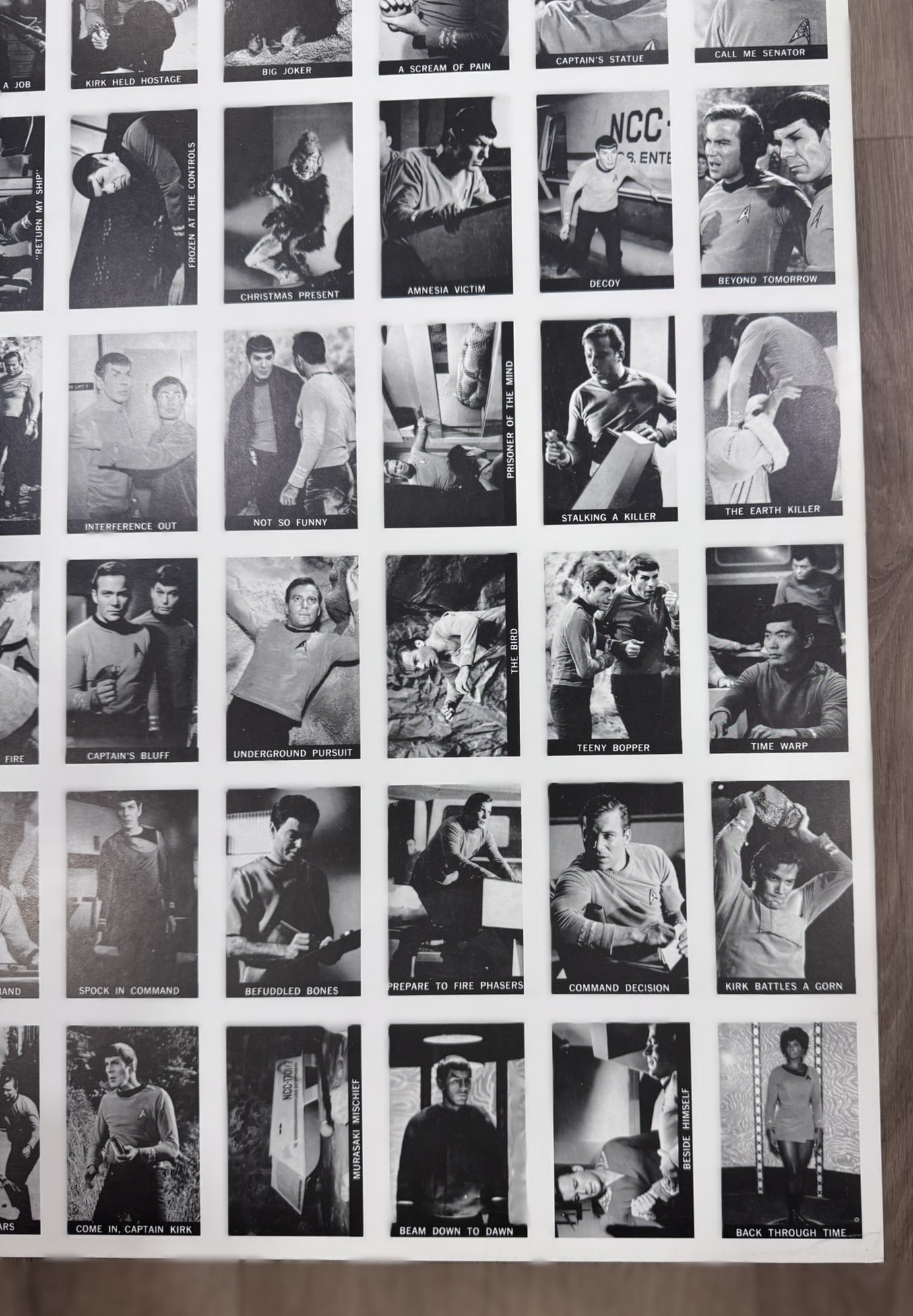 Star Trek Original Series Uncut Trading Card Sheet (1960s Topps) – Full Sheet w/ Captions – Kirk - 5