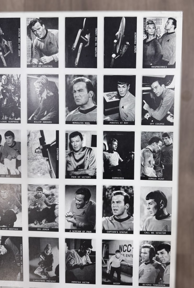 Star Trek Original Series Uncut Trading Card Sheet (1960s Topps) – Full Sheet w/ Captions – Kirk - 6