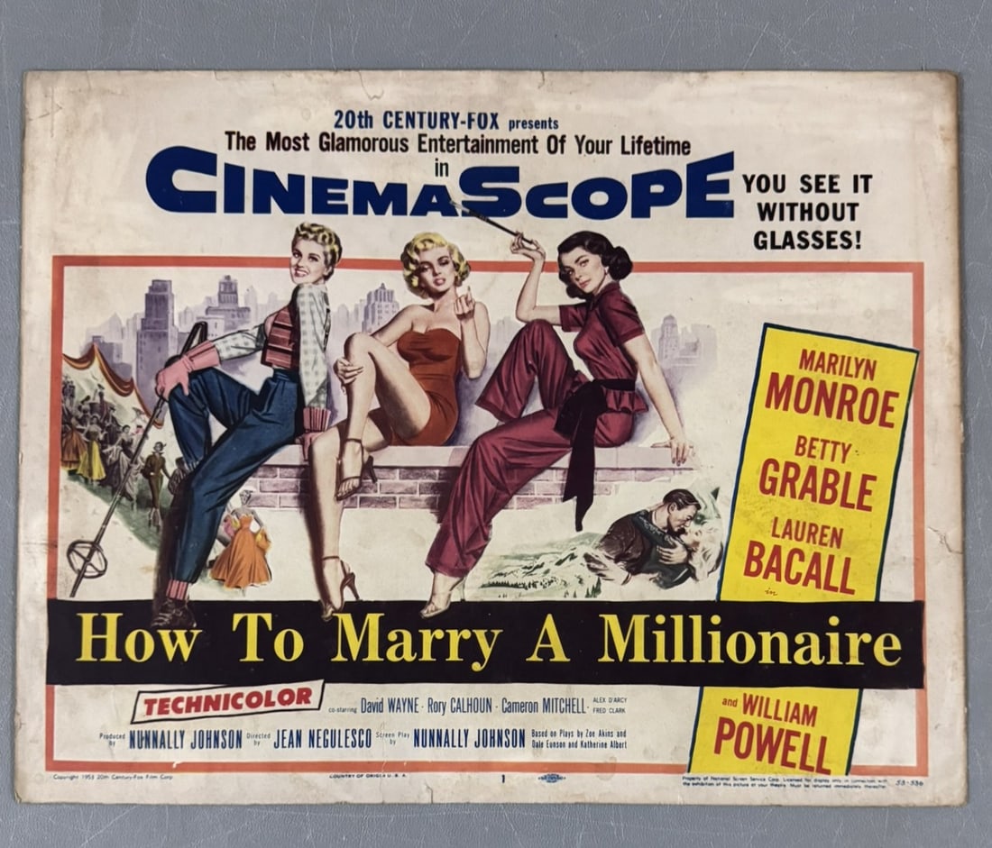 How to Marry a Millionaire Original Lobby Card #1 (1953) Marilyn Monroe Betty Grable Lauren Bacall (1 of 1)