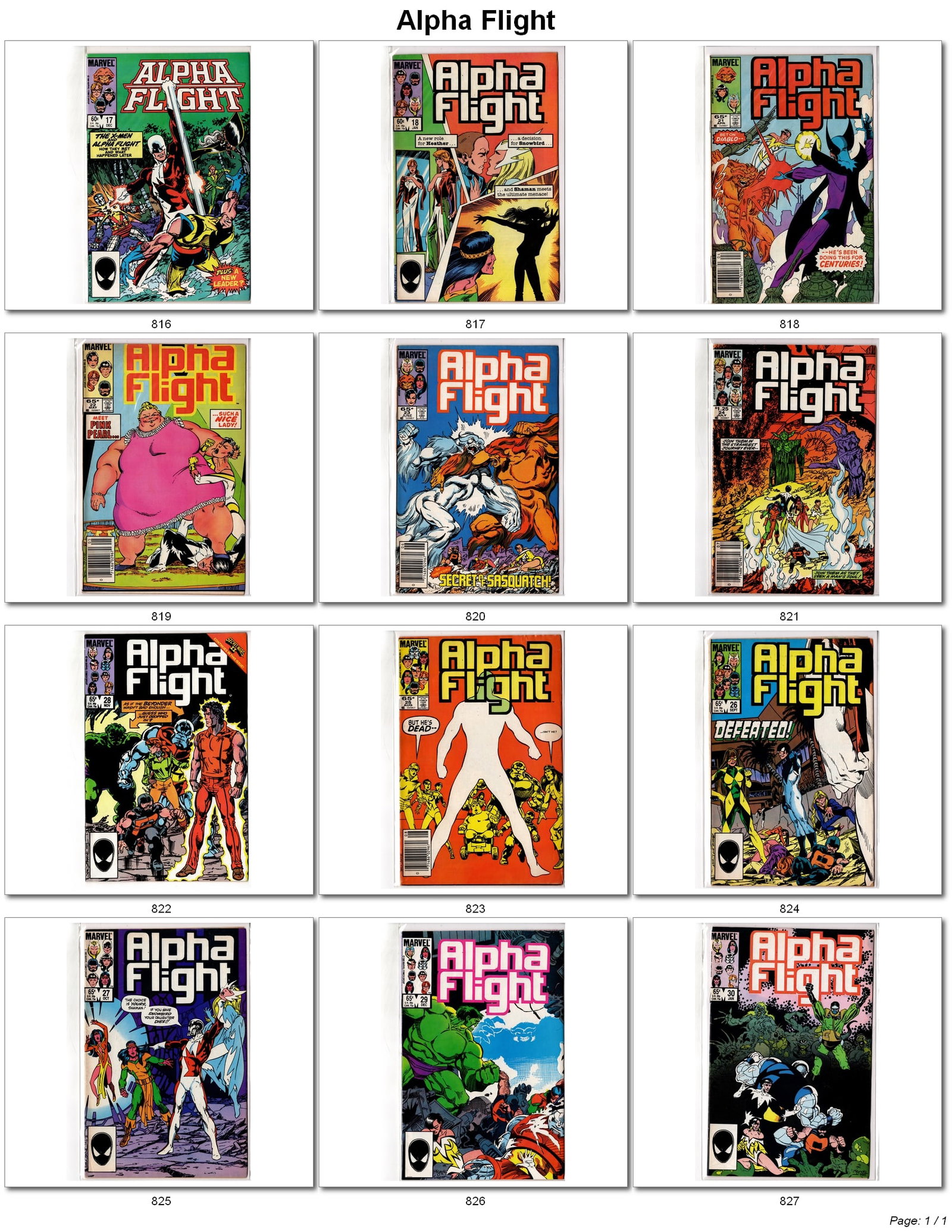 Alpha Flight Bronze & Copper Age Comic Lot Marvel Group of 12 (1 of 1)