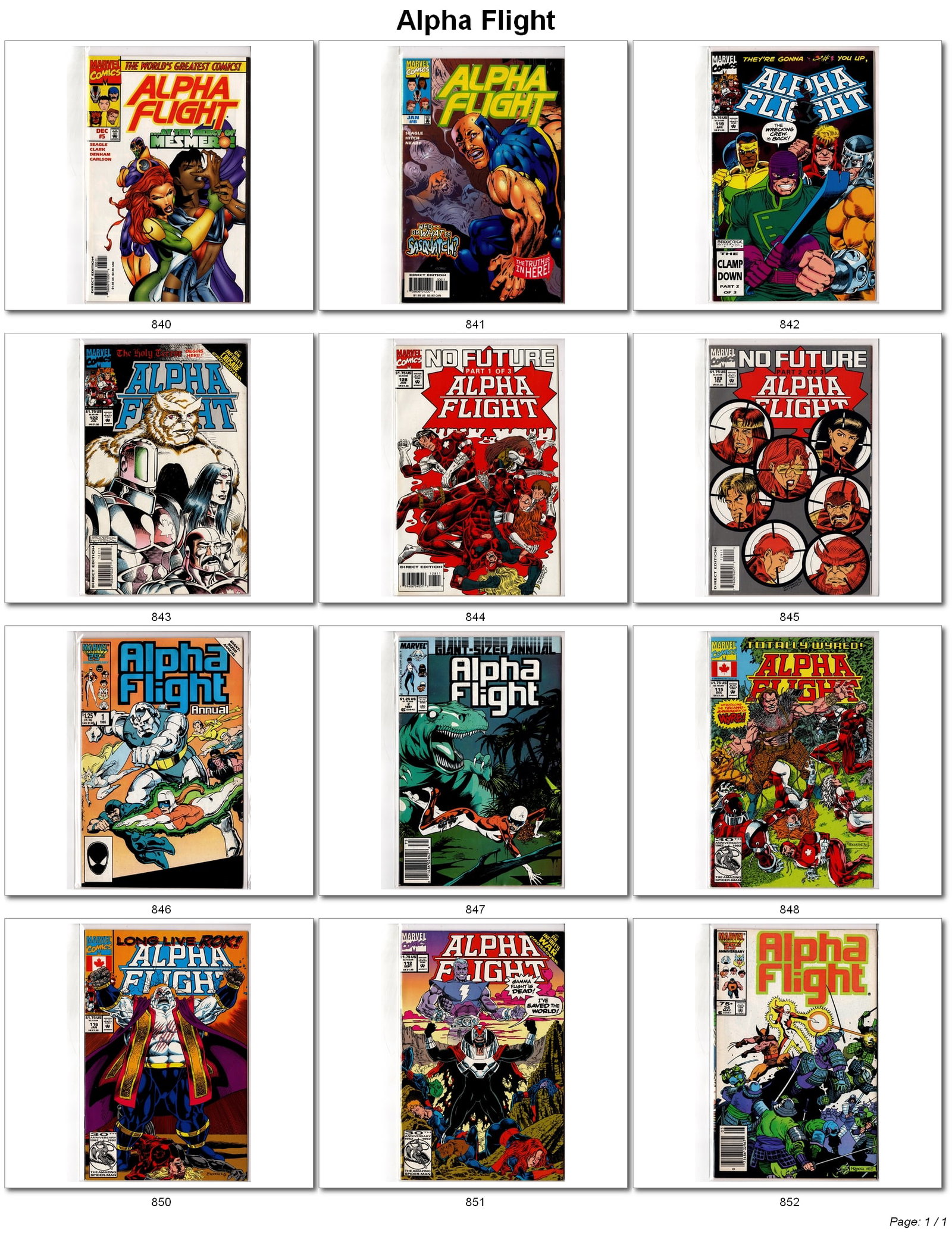 Alpha Flight Copper Age & Modern Comic Lot Marvel Group of 12: Alpha Flight Copper Age & Modern Comic Book Lot ? Marvel Comics Mixed lot of Alpha Flight comics from Marvel Comics featuring late Copper Age and Modern Age issues, annuals, special editions, and