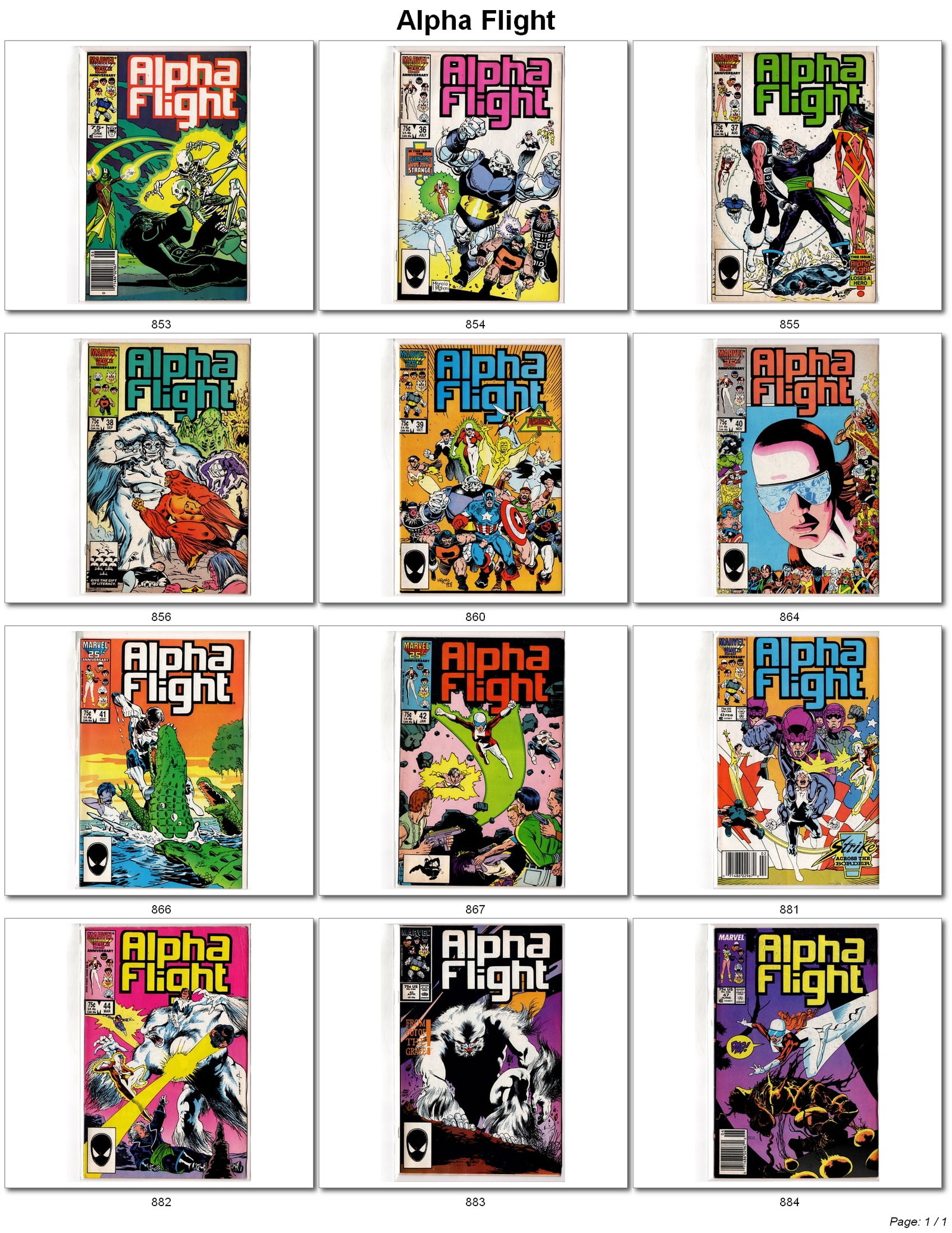 Alpha Flight Bronze & Copper Age Comic Lot Marvel Group of 12 (1 of 1)