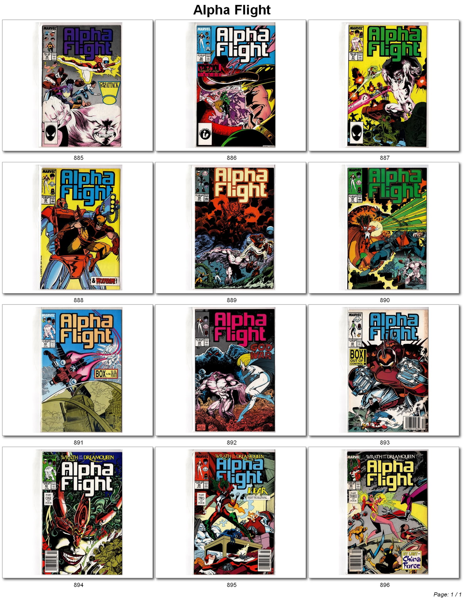 Alpha Flight Bronze & Copper Age Comic Lot Marvel Group of 12: Alpha Flight Bronze & Copper Age Comic Book Lot ? Marvel Comics Mixed lot of classic Alpha Flight comics from Marvel Comics featuring late Copper Age issues, crossover appearances, and continuing