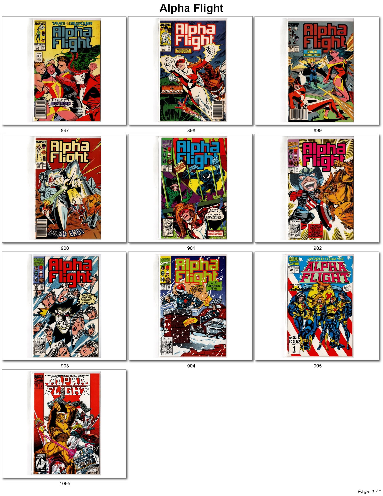 Alpha Flight Copper Age & Modern Comic Lot Marvel Group of 10: Alpha Flight Copper Age & Modern Comic Book Lot ? Marvel Comics Mixed lot of Alpha Flight comics from Marvel Comics featuring late Copper Age and early Modern Age issues, crossover appearances, and
