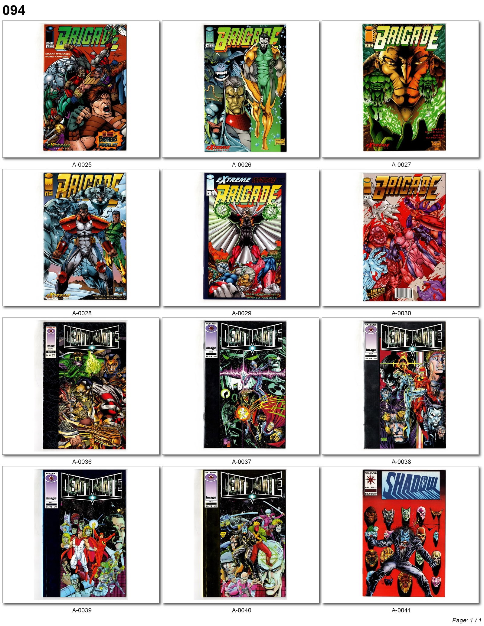 Brigade & Deathmate Comic Lot: Brigade & Deathmate Comic Lot featuring multiple 1990s Image/Valiant crossover and Extreme Studios issues. Includes several Brigade titles, Deathmate crossover issues, and Shadowman. Loaded with