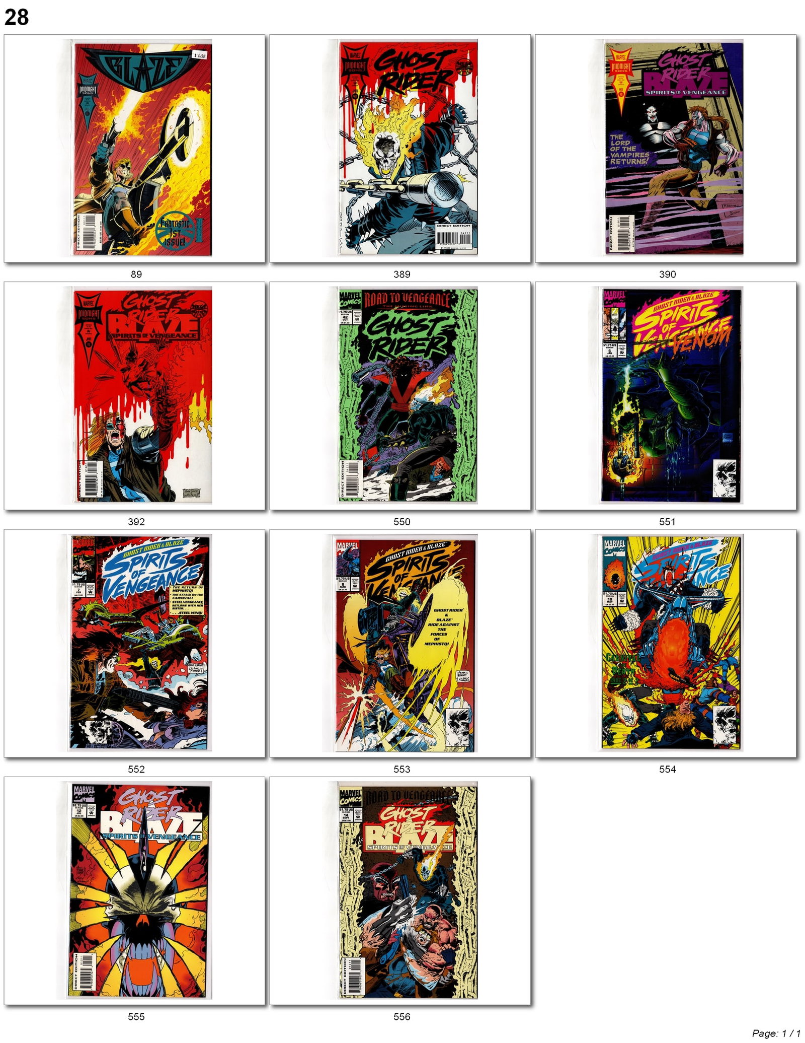 Ghost Rider & Blaze Comic Lot: Ghost Rider & Blaze Comic Lot Marvel Ghost Rider collection featuring multiple issues from the 1990s ?Spirits of Vengeance? era along with related Ghost Rider and Blaze titles. Includes dark
