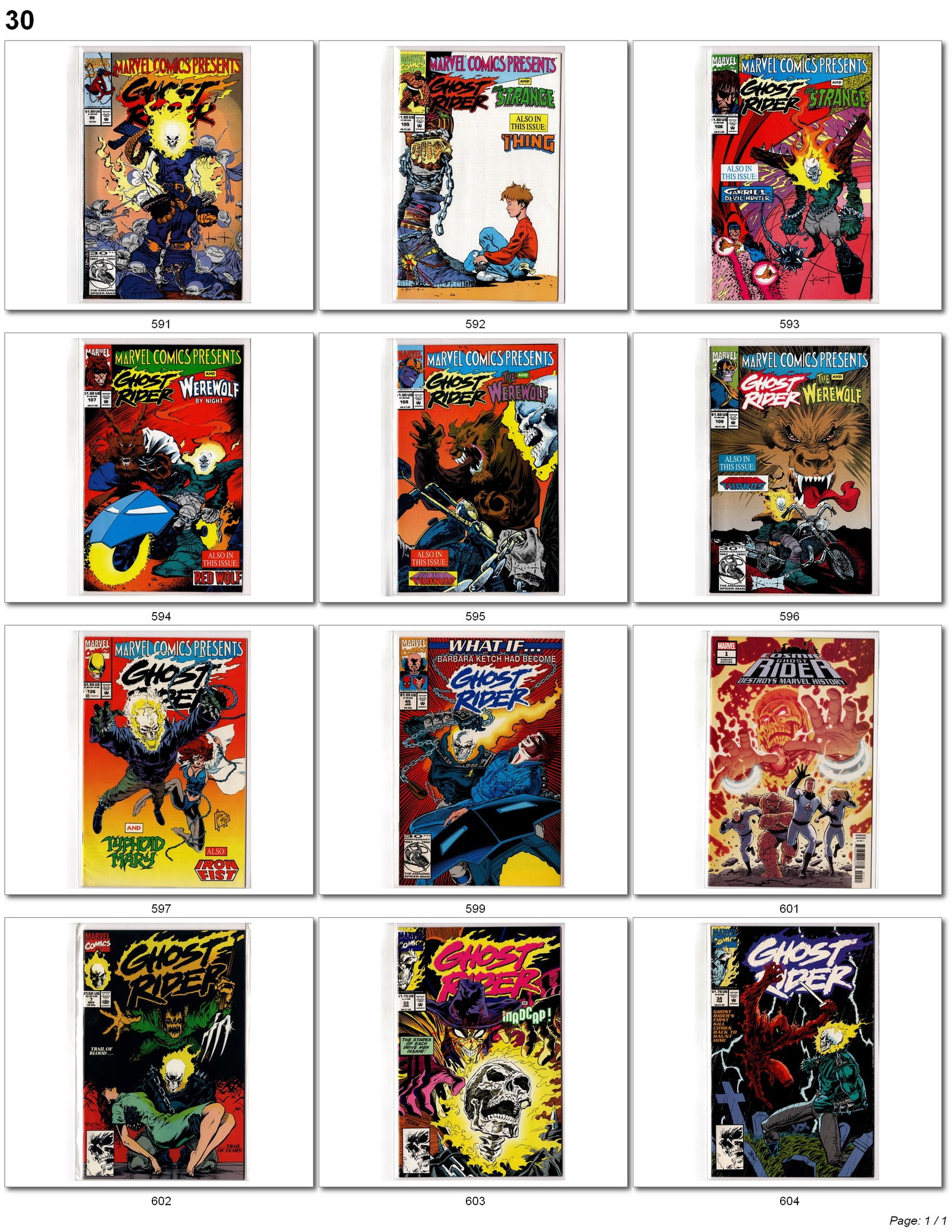 Ghost Rider Horror Comic Lot: Ghost Rider Horror Comic Lot Marvel supernatural comic collection featuring Ghost Rider, Marvel Comics Presents, and related horror-action titles from the 1990s era. Includes multiple Ghost Rider