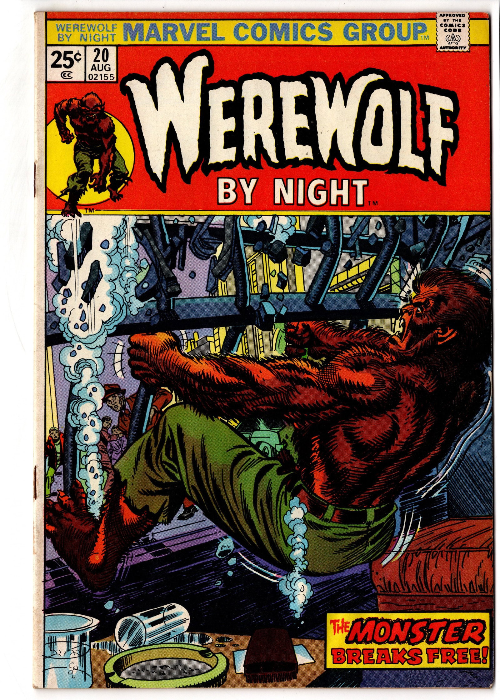 Werewolf by Night #20 (1974) Marvel: Bronze Age Marvel horror issue from the popular Werewolf by Night series featuring a strong action cover with vivid color presentation. Copy displays decent gloss and eye appeal but shows multiple