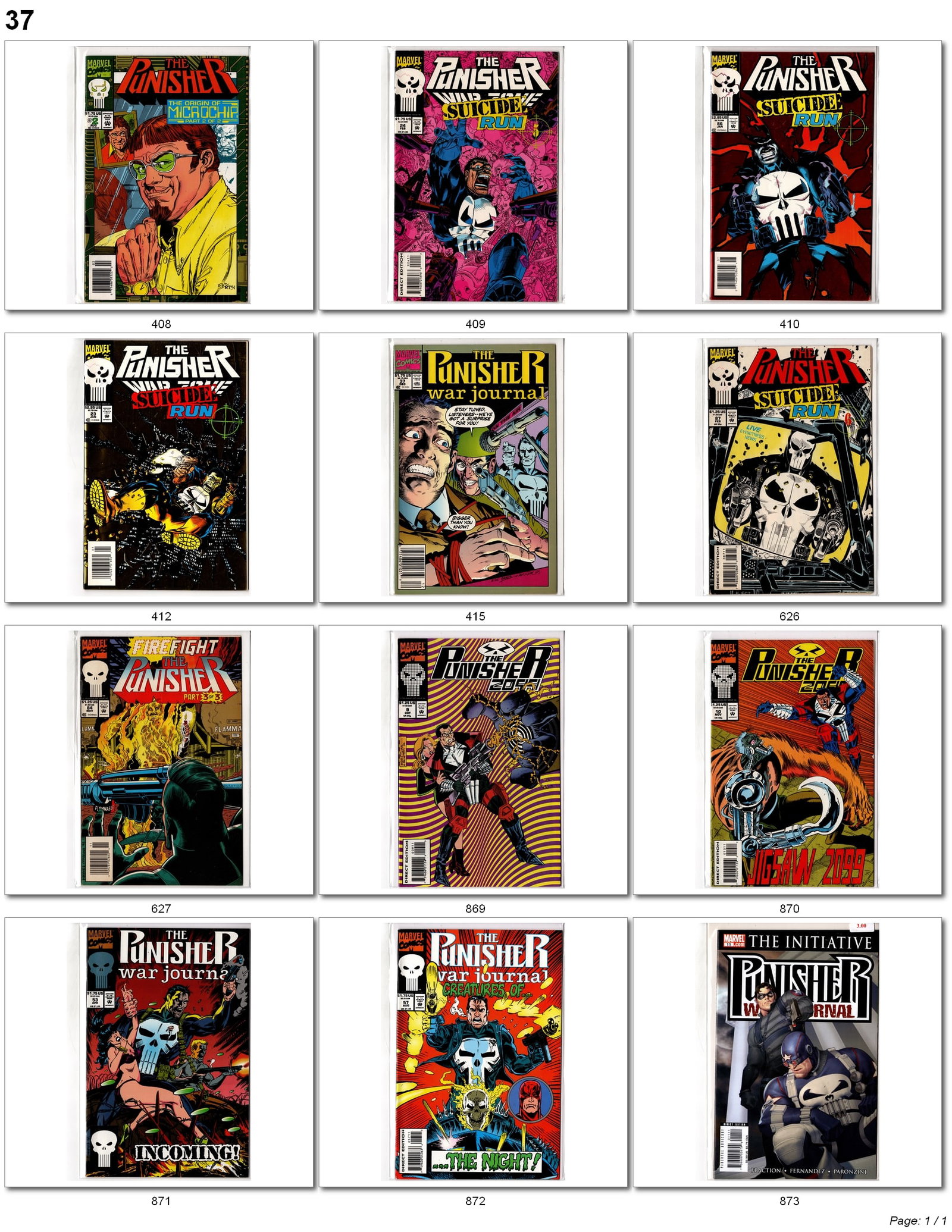Punisher Comic Lot Marvel Collection (1 of 1)