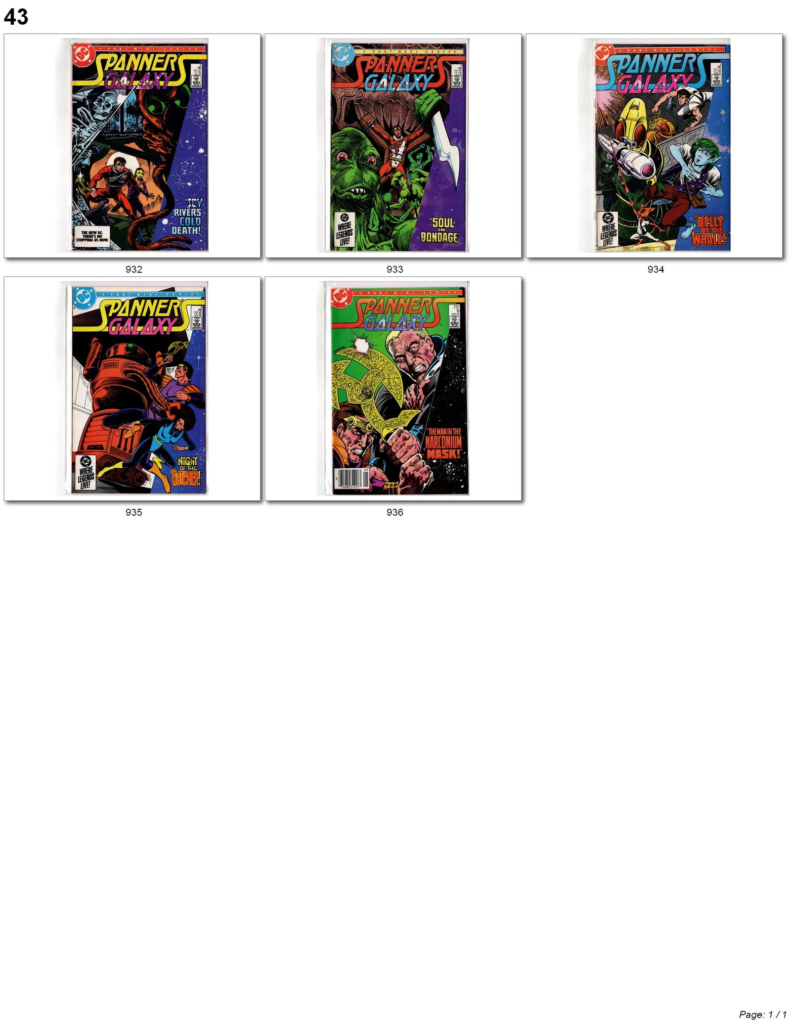 Spanners Galaxy DC Comic Lot: Spanners Galaxy DC Comic Lot Collection of DC Comics Spanners Galaxy issues from the late 1980s science-fiction series. Features colorful cosmic adventure storytelling with appearances by Spanner and