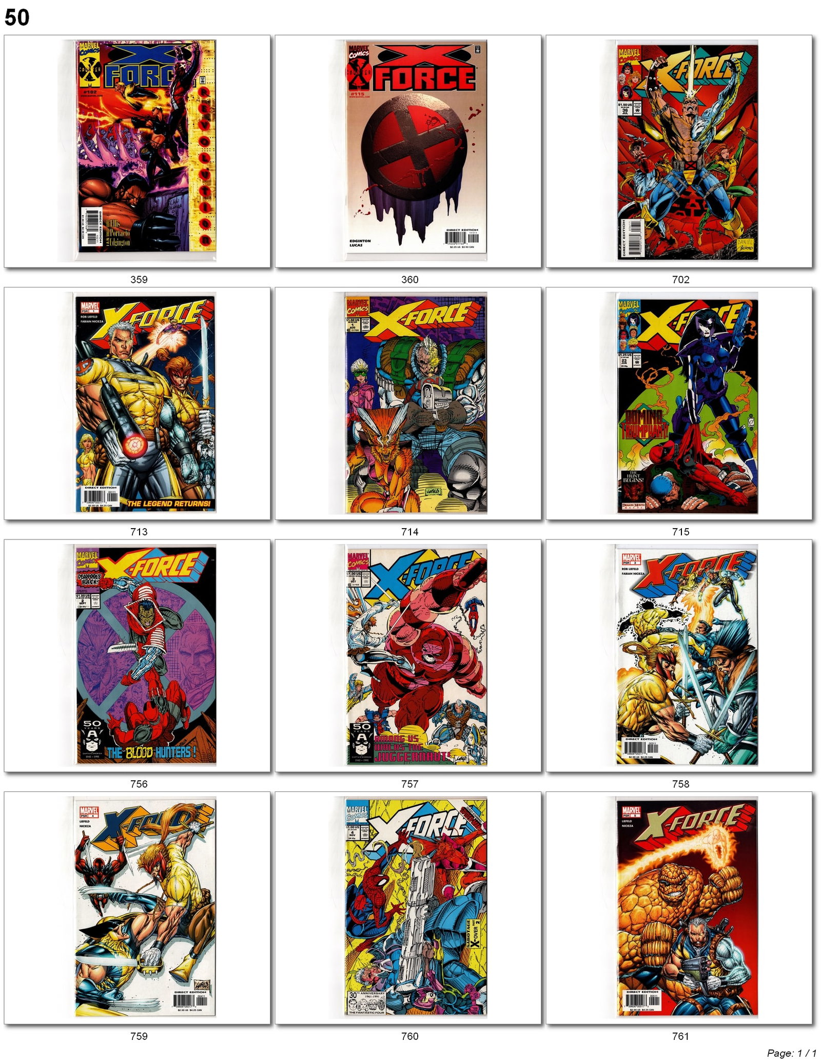 X-Force Marvel Comic Lot: X-Force Marvel Comic Lot Collection of Marvel X-Force comics spanning multiple eras of the mutant team title. Includes classic 1990s X-Force issues alongside later modern-era relaunch material
