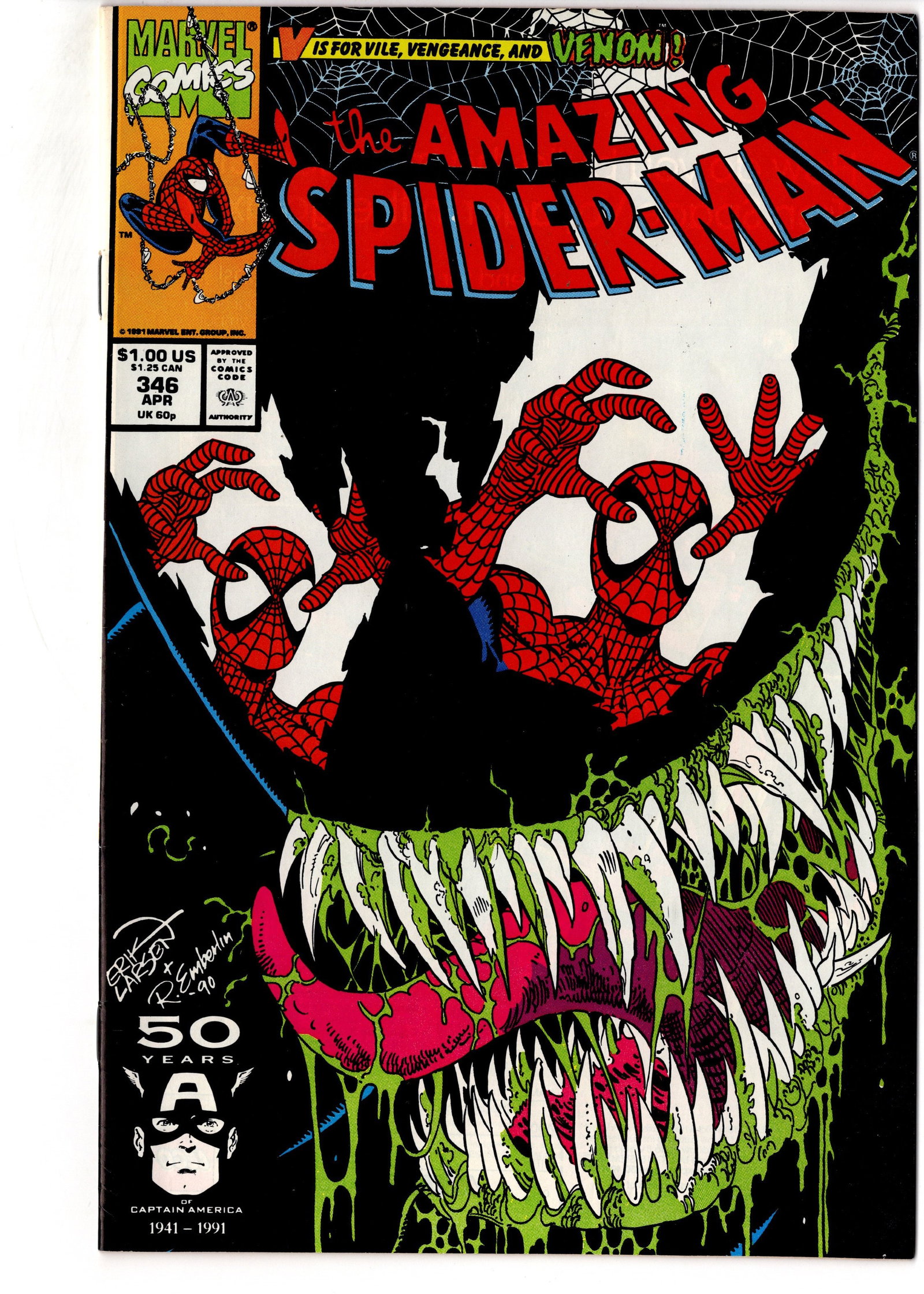 Amazing Spider-Man #346 (1991) Marvel Venom Cover (1 of 1)