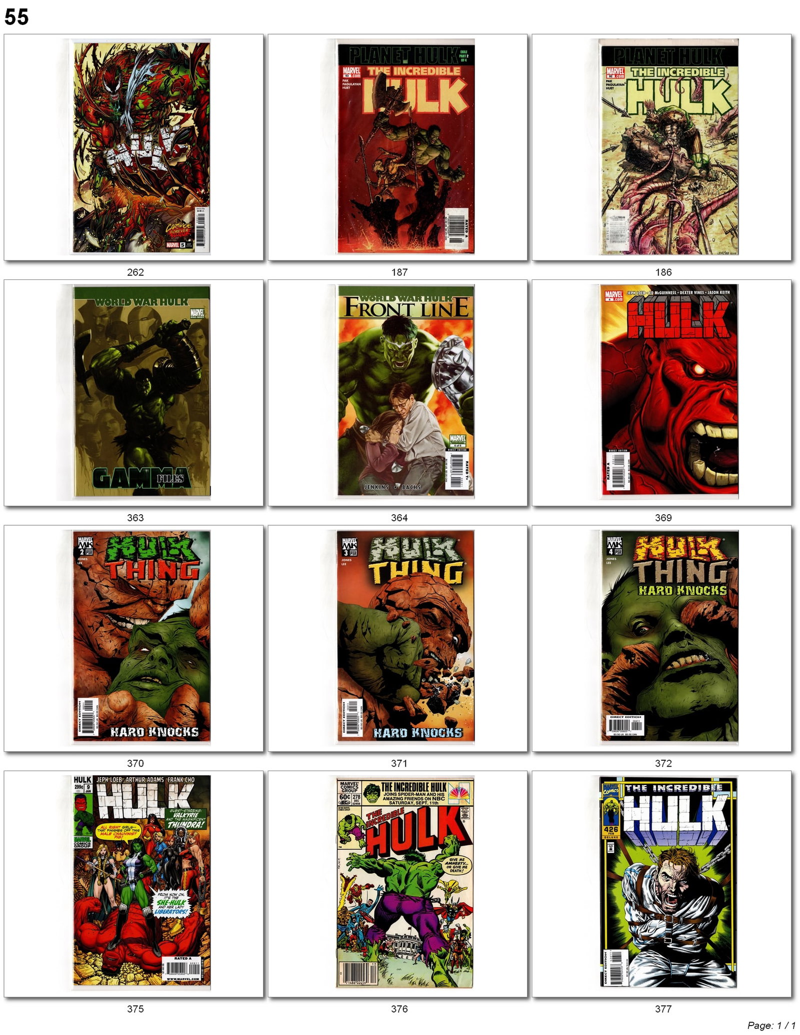 Planet Hulk & Hulk Mixed Marvel Lot (1 of 1)