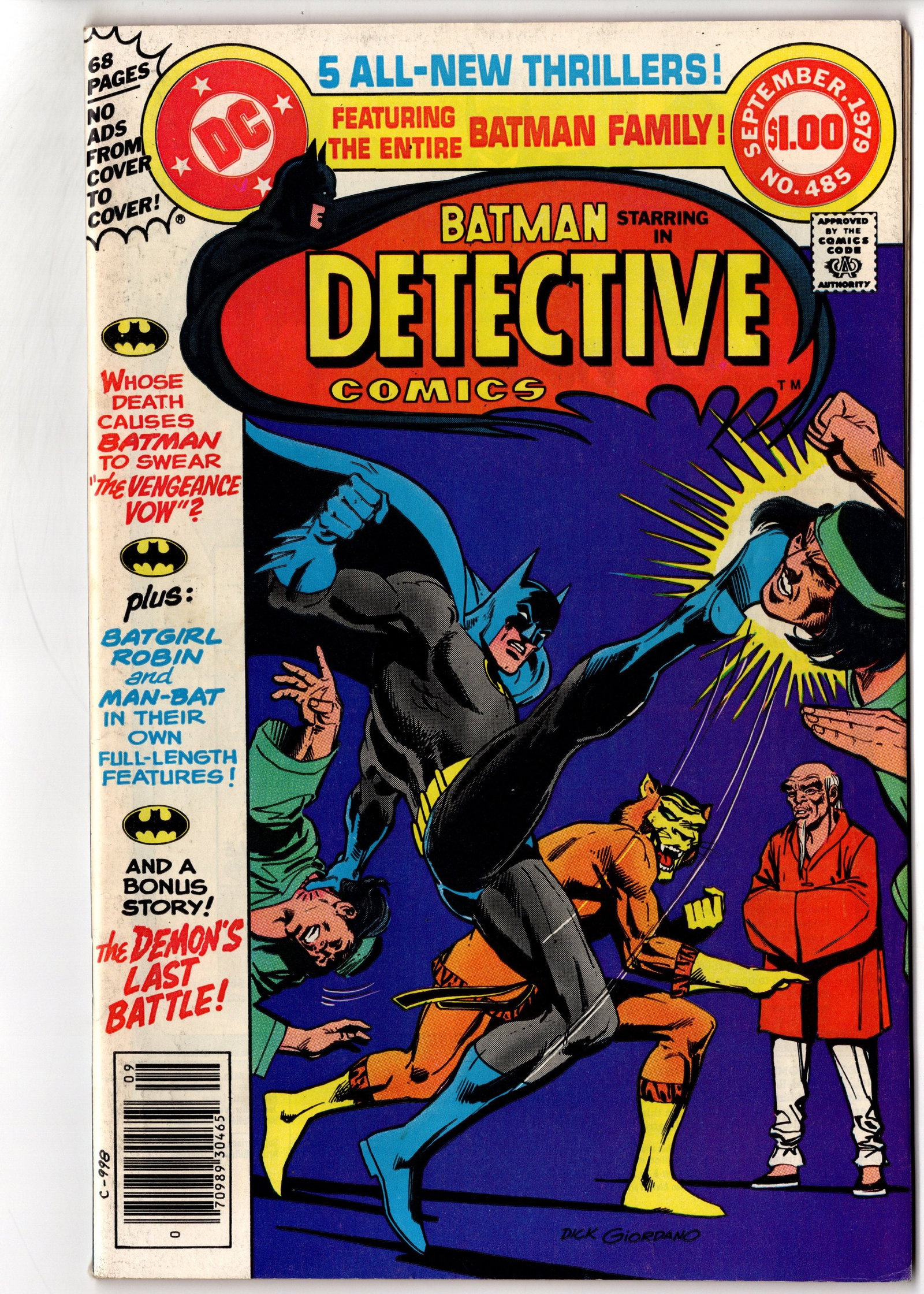 Detective Comics #485 (1979) Batman Family Giant: Detective Comics #485 (1979, DC Comics) featuring Batman alongside the extended Batman Family in a giant-sized Bronze Age issue packed with multiple stories and characters. This oversized issue