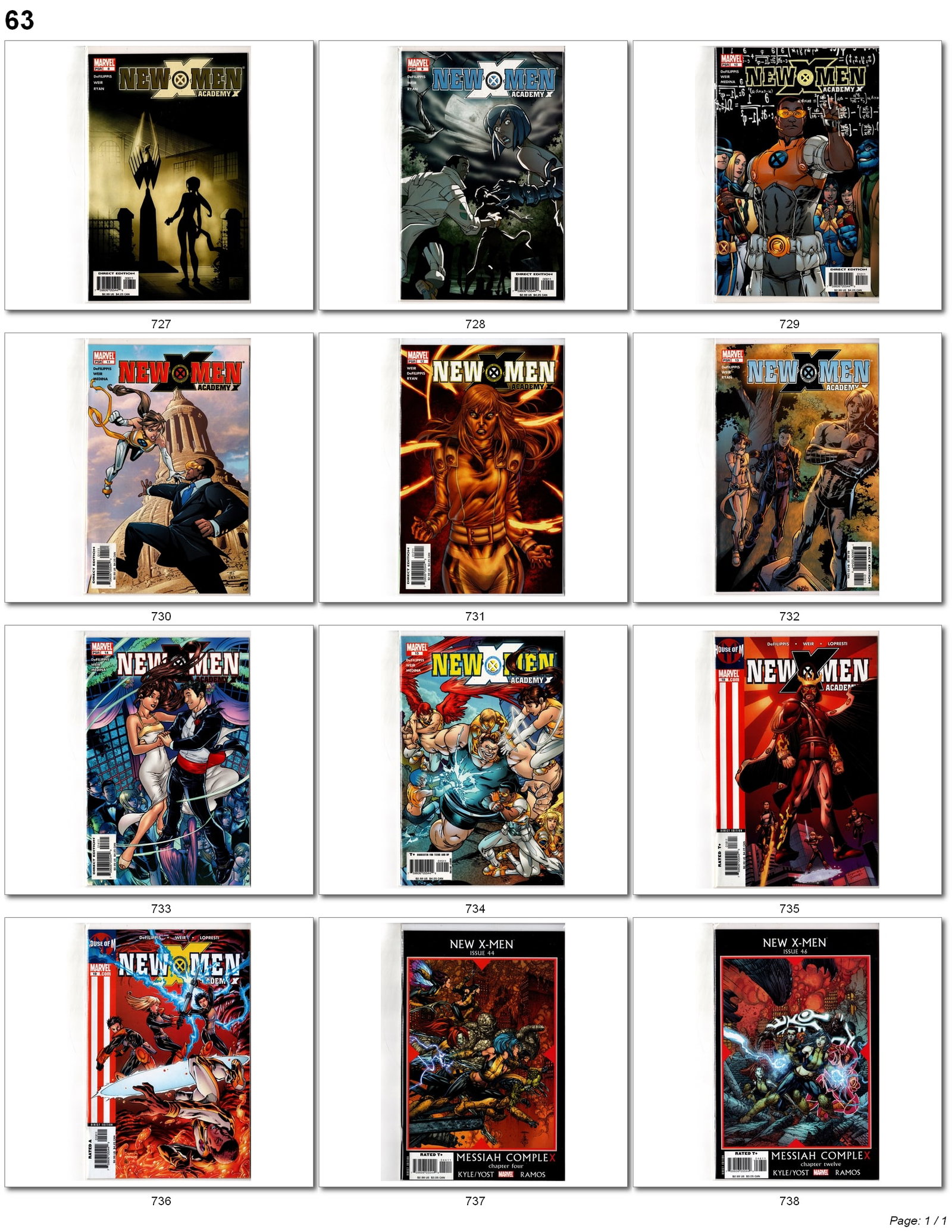 New X-Men Academy Mixed Lot: Marvel New X-Men comic book lot featuring Academy X era issues and crossover tie-ins. Includes multiple New X-Men: Academy X issues along with House of M crossover material and Messiah Complex