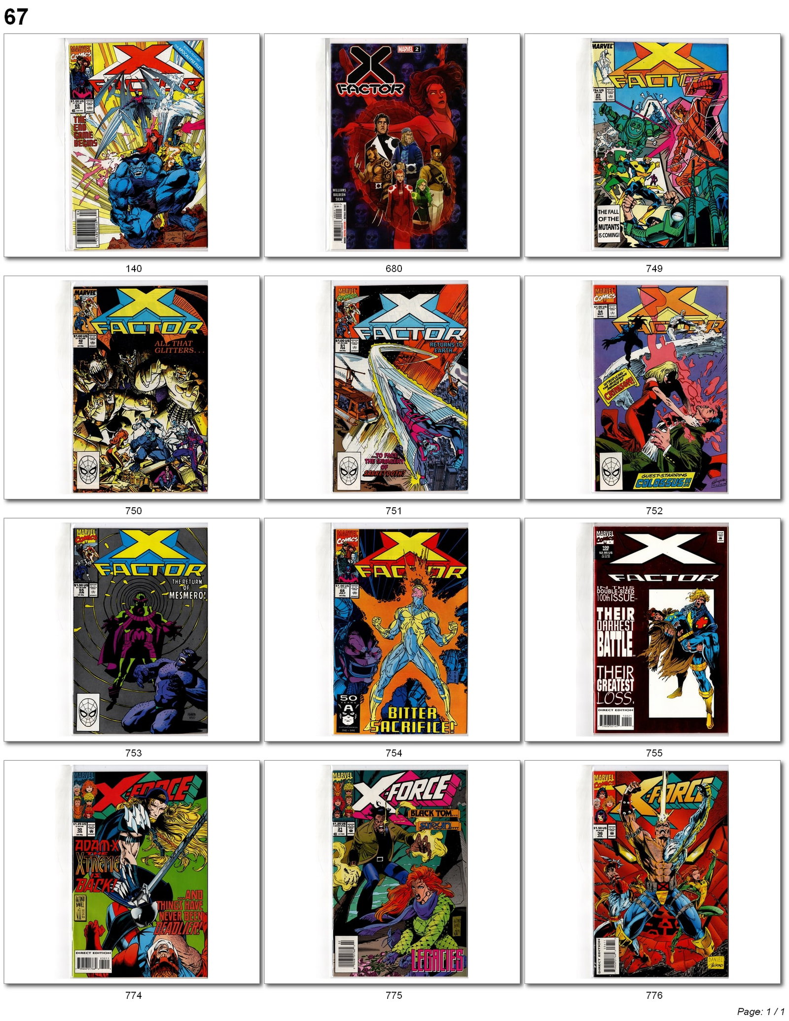 X-Factor & X-Force Marvel Lot: Marvel X-Men related comic book lot featuring X-Factor and X-Force titles from the late Bronze and Copper Age eras. Includes multiple X-Factor issues alongside X-Force appearances and mutant