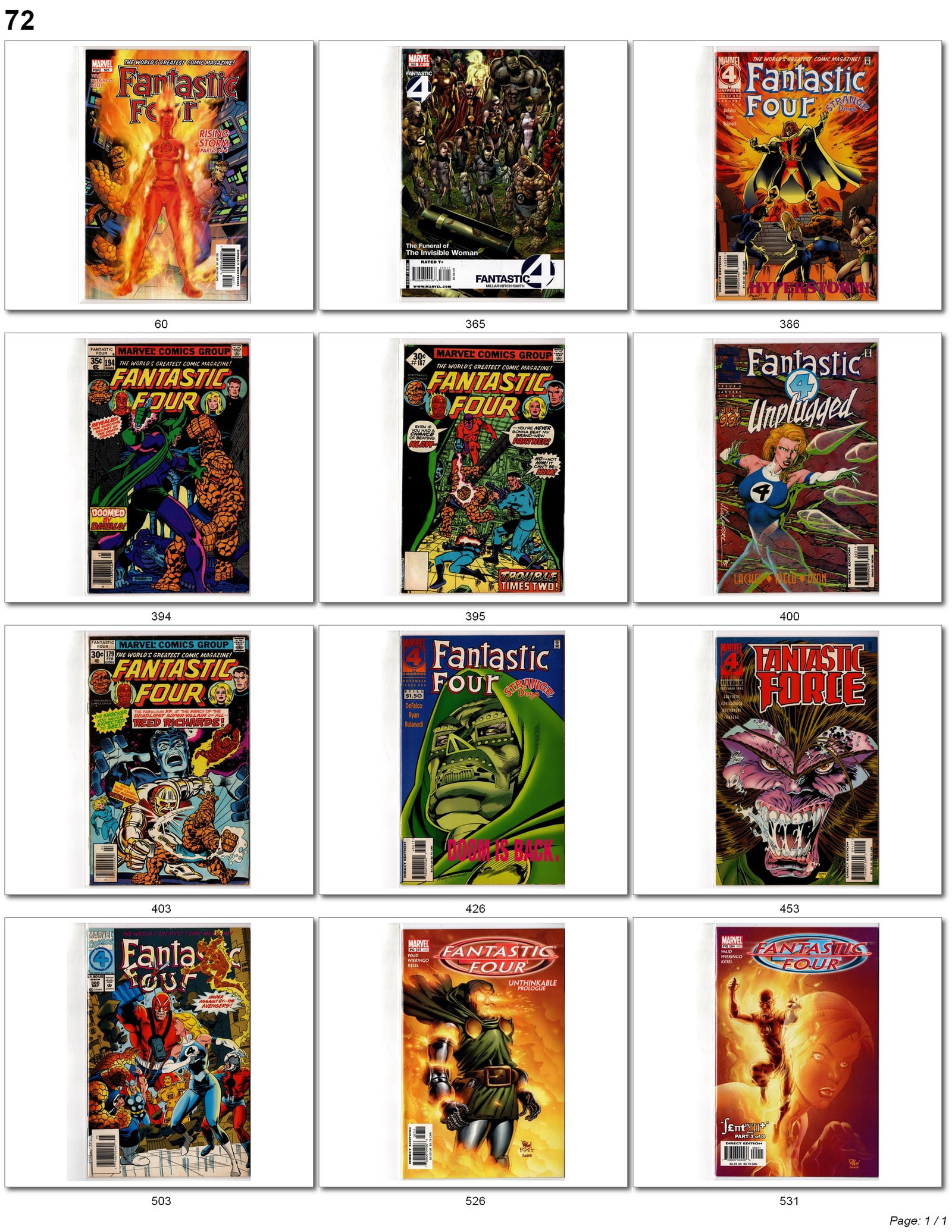 Fantastic Four Bronze & Modern Lot: Marvel Fantastic Four comic book lot featuring Bronze Age and modern era issues. Includes a mix of classic Fantastic Four issues alongside modern storylines, specials, and spin-off titles featuring