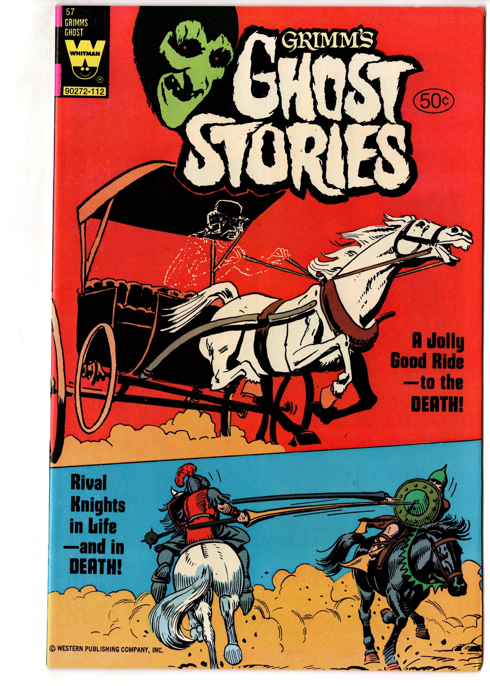 Grimms Ghost Stories #57 (Whitman): Grimms Ghost Stories #57 published by Whitman featuring classic Bronze Age horror storytelling and striking minimalist cover artwork. This collectible Whitman horror issue features eerie supernatural