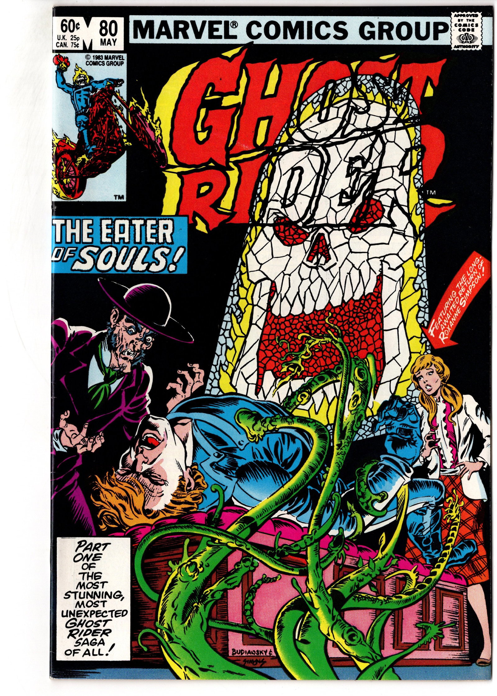 Ghost Rider #80 (1983) Marvel: Ghost Rider #80 (1983, Marvel) featuring ?The Eater of Souls!? and a striking horror-themed cover from the final issues of the original Ghost Rider run. This later Bronze Age Ghost Rider issue
