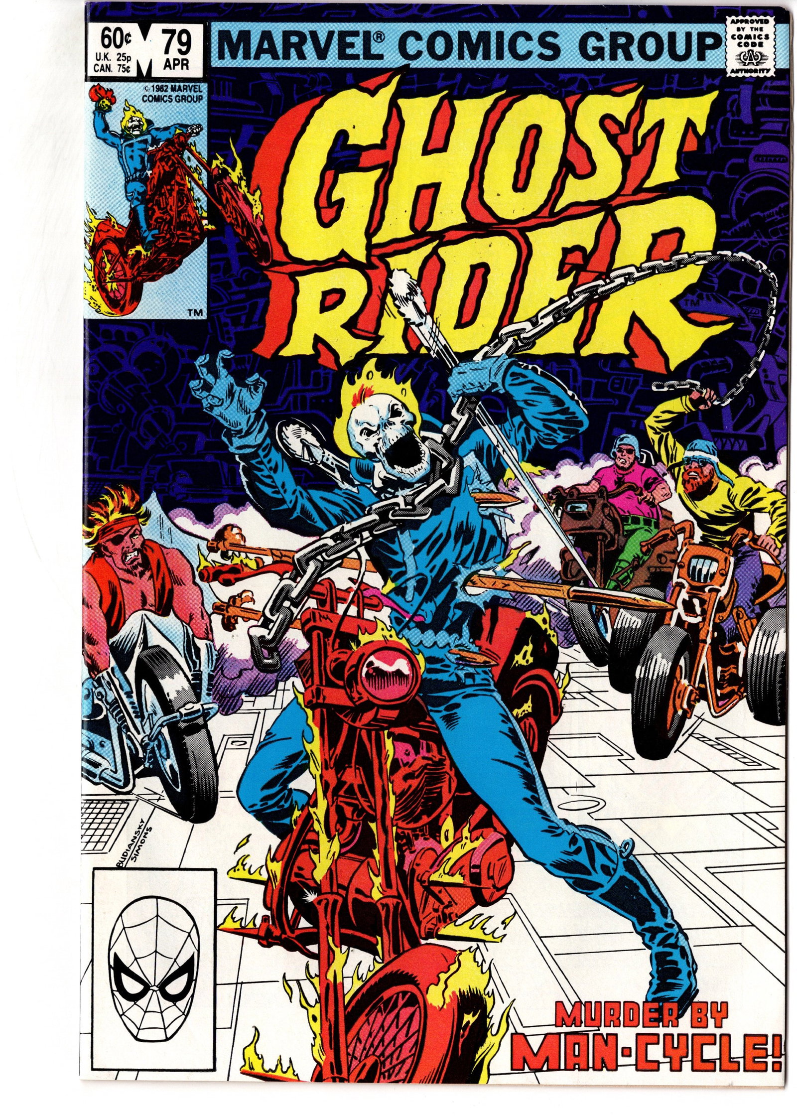 Ghost Rider #79 (1983) Marvel: Ghost Rider #79 (1983, Marvel) featuring the explosive ?Murder by Man-Cycle!? storyline and a dynamic high-energy Ghost Rider cover. This late Bronze Age Ghost Rider issue showcases classic