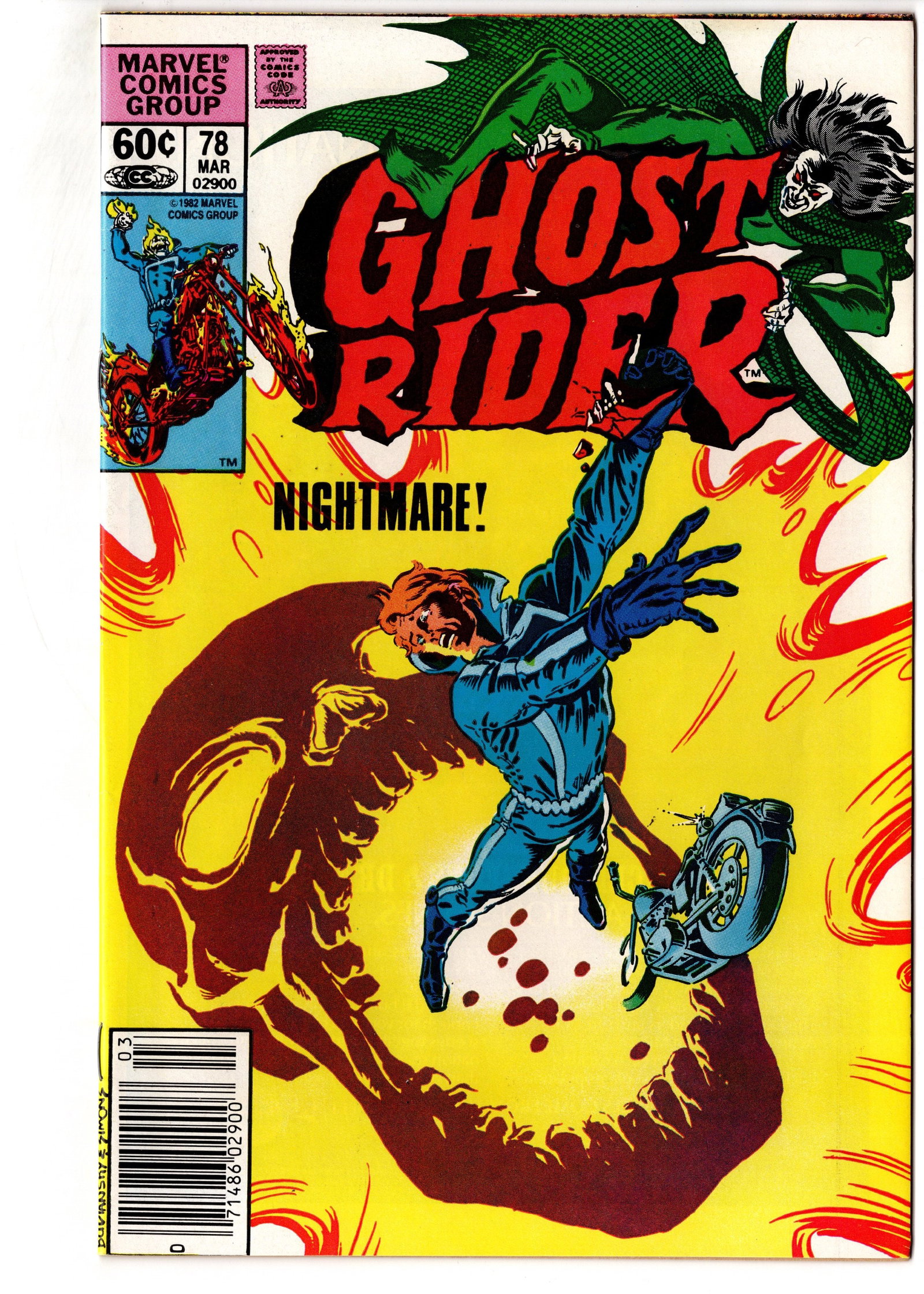 Ghost Rider #78 (1982) Marvel: Ghost Rider #78 (1982, Marvel) featuring a dramatic Nightmare-themed horror cover from the final era of the original Bronze Age Ghost Rider series. This later-run Ghost Rider issue features vivid