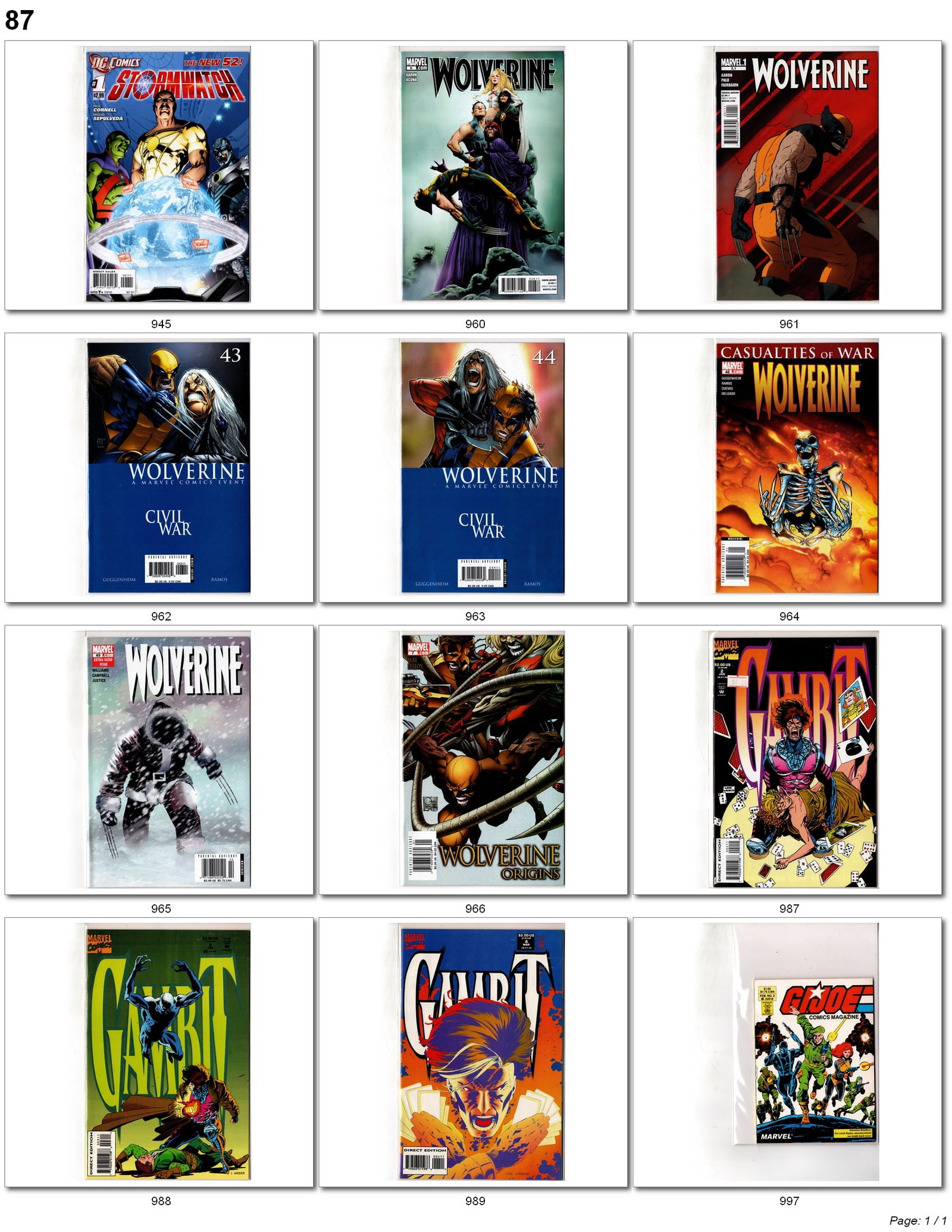 Wolverine & Gambit Comic Lot (1 of 1)