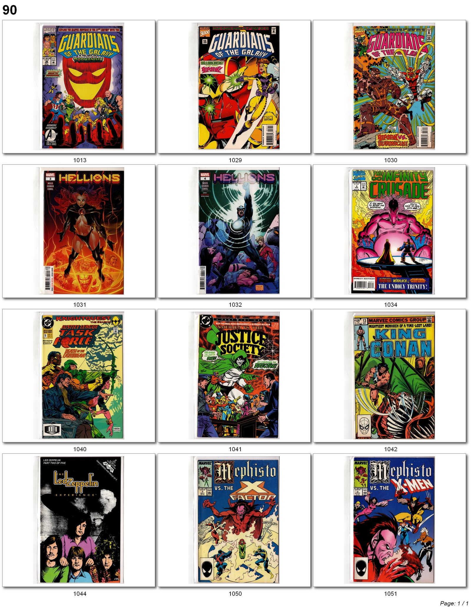 Guardians & Cosmic Marvel Comic Lot: Marvel cosmic and superhero comic lot featuring Guardians of the Galaxy, Infinity Crusade, Hellions, Mephisto, and assorted fantasy and DC titles. Includes visible issues and appearances from