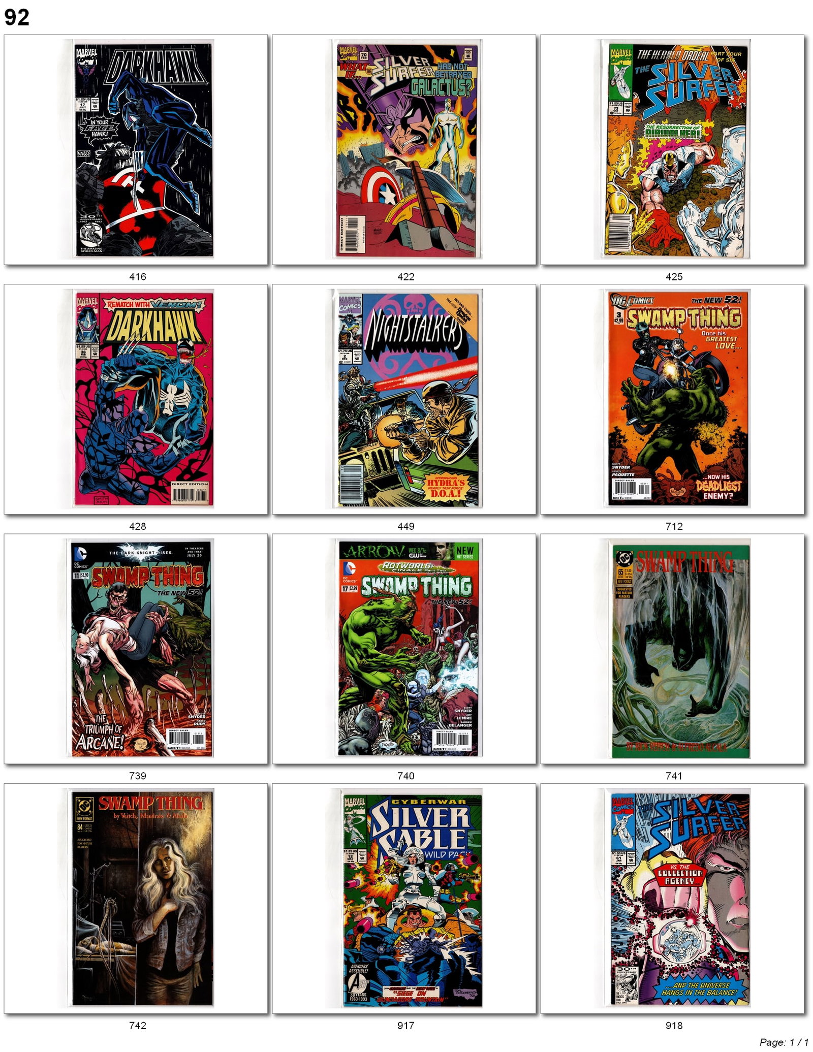 Swamp Thing & Silver Surfer Lot (1 of 1)