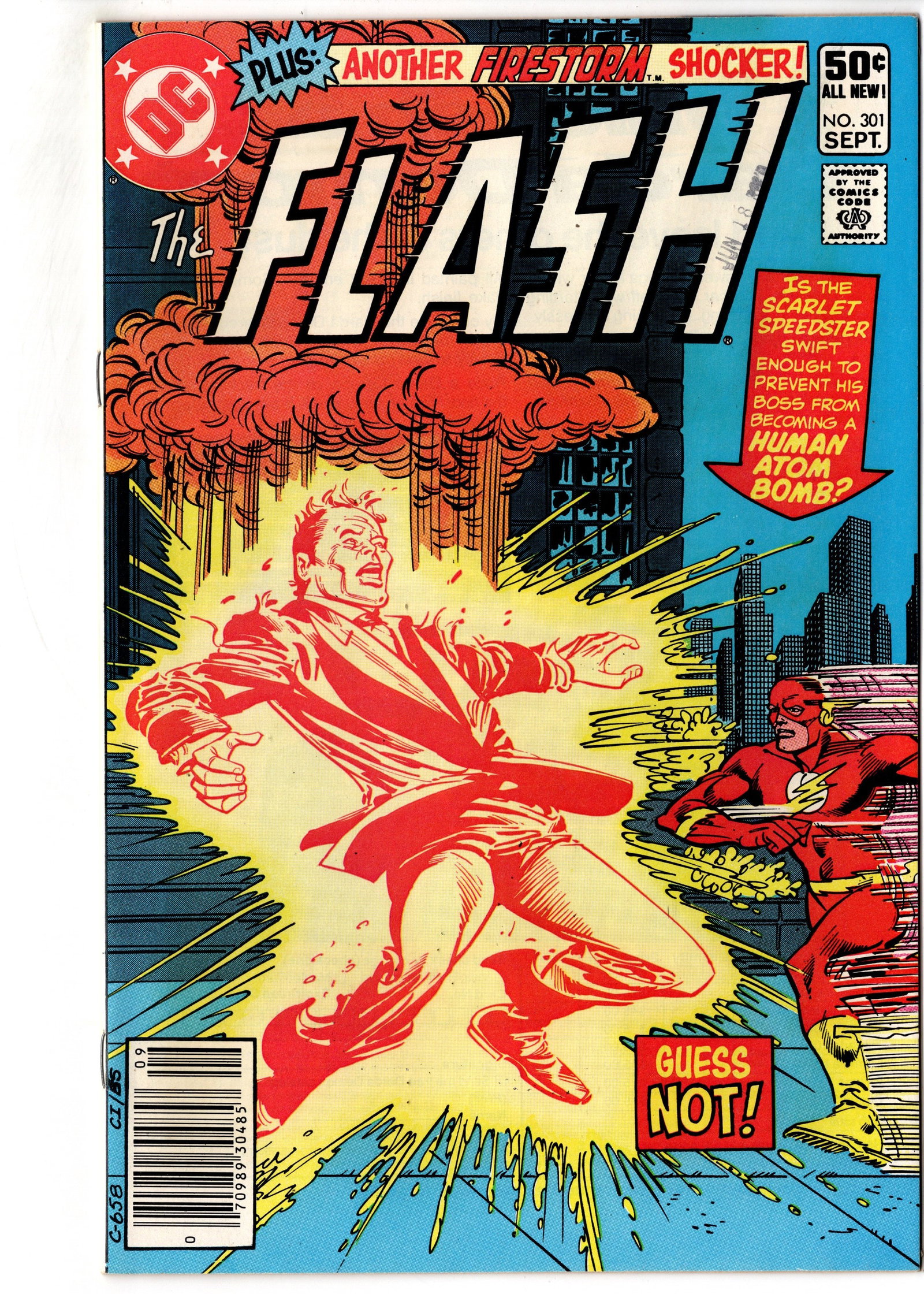 The Flash #301 (1981) Firestorm Backup: The Flash #301 (1981) featuring an additional Firestorm backup story and explosive Bronze Age cover artwork. This issue combines classic Flash action with early Firestorm-era DC storytelling and
