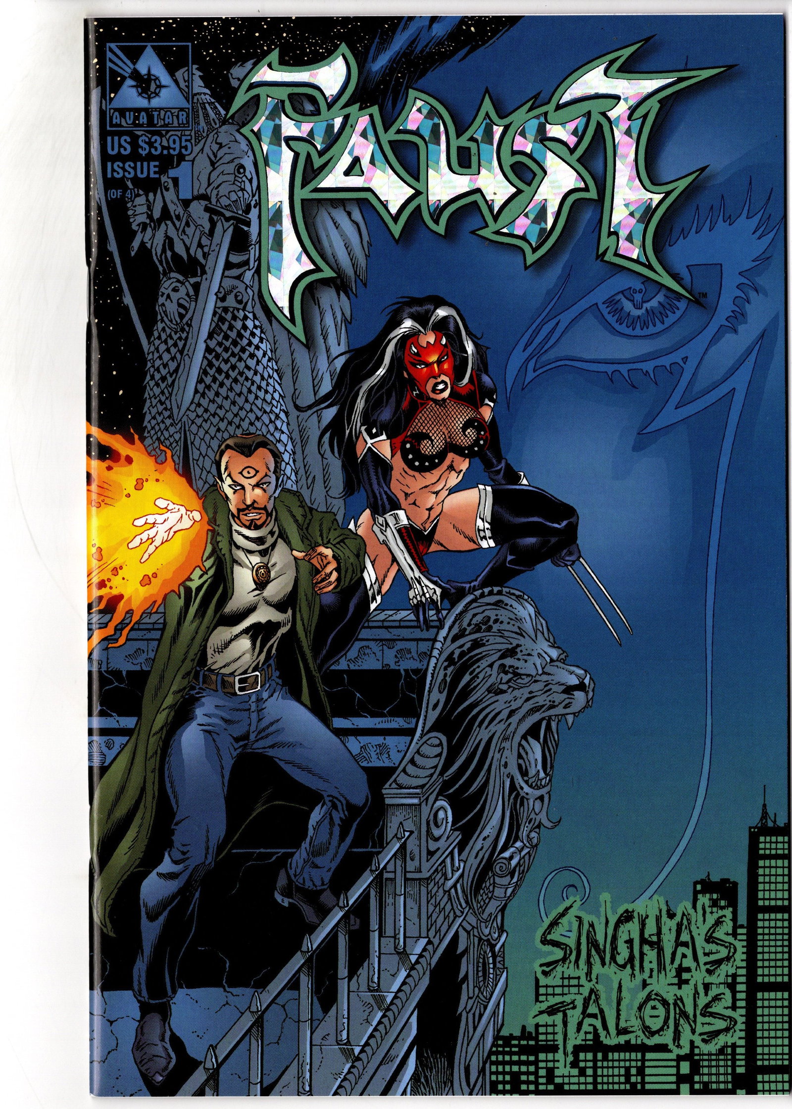 Faust #1 Limited Edition Holo Variant: Faust #1 Limited Edition Variant from Avatar Press featuring the scarce holographic logo cover reportedly limited to only 500 copies. Created by David Quinn and Tim Vigil, Faust became one of the