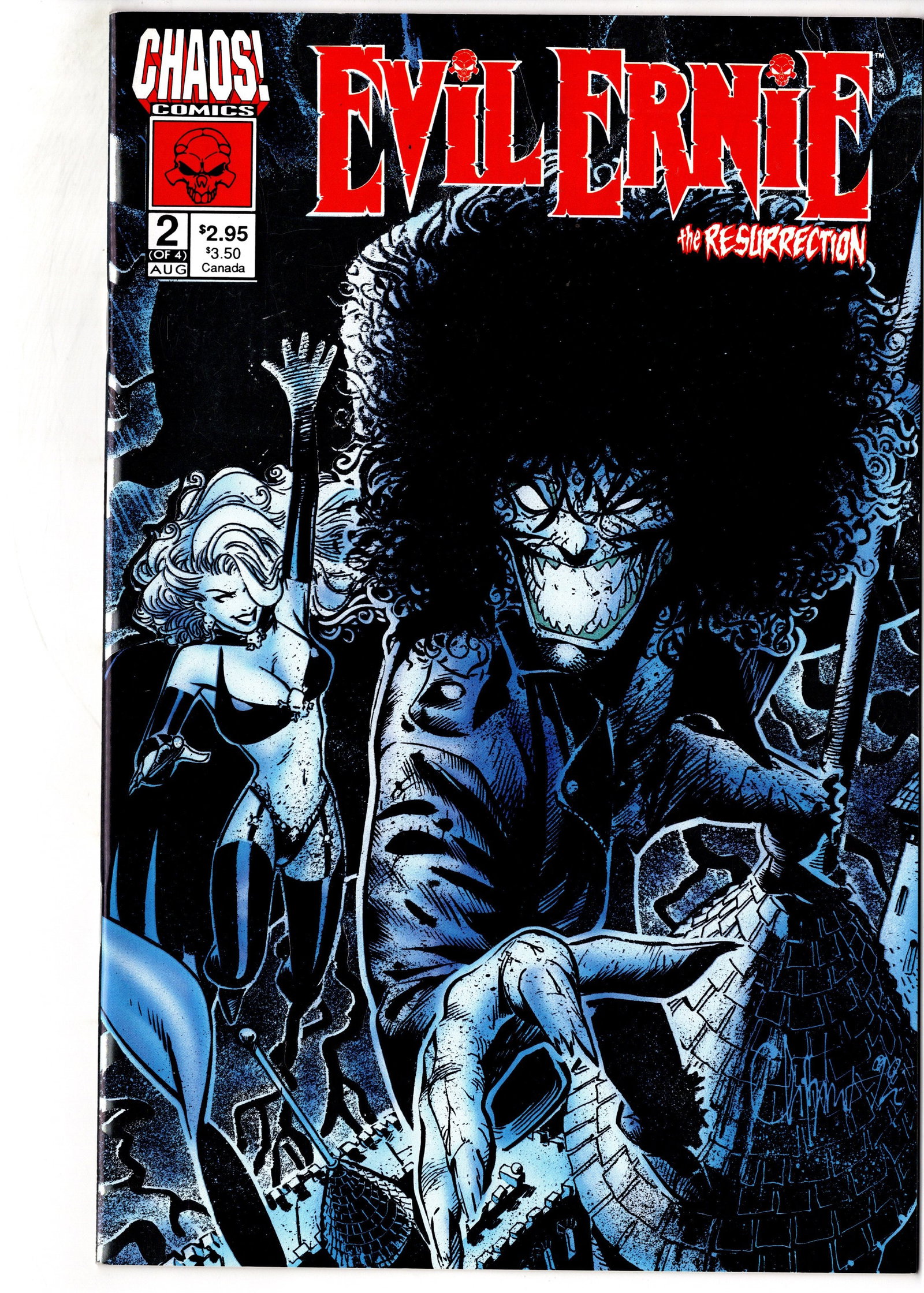 Evil Ernie: Resurrection #2: Evil Ernie: The Resurrection #2 from Chaos! Comics featuring one of the publishers most recognizable horror characters. Known for its dark storytelling and striking artwork, the Evil Ernie franchise