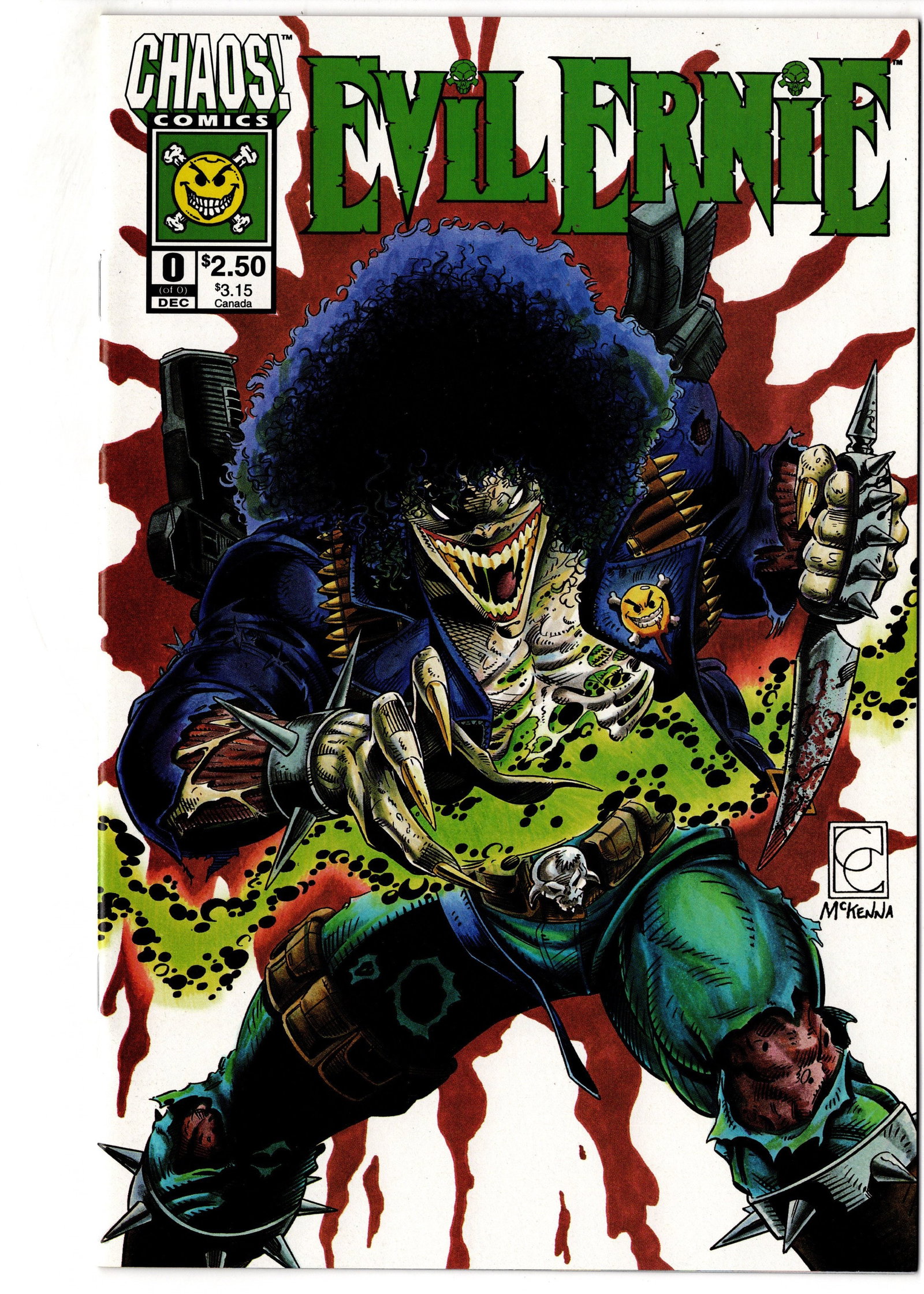 Evil Ernie #0 Chaos Comics: Evil Ernie #0 from Chaos! Comics featuring one of the publishers most recognizable cult horror characters. Issue #0 releases from the 1990s independent comic boom remain popular among collectors due