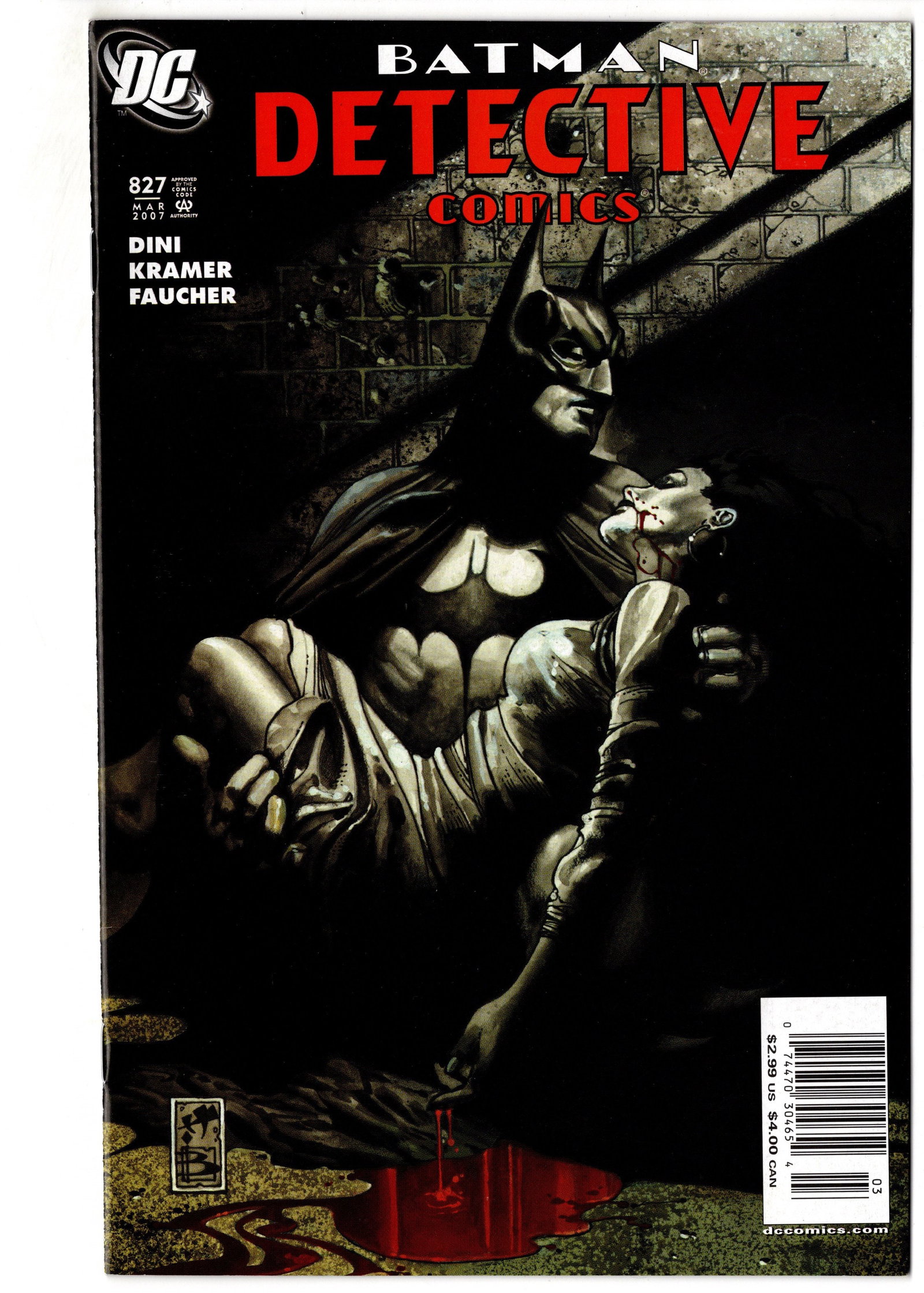Detective Comics #827 (2007) Batman Cover: Detective Comics #827 from the acclaimed Paul Dini Detective Comics run. Features atmospheric Batman artwork and storytelling during one of the strongest modern eras for the title. A desirable issue