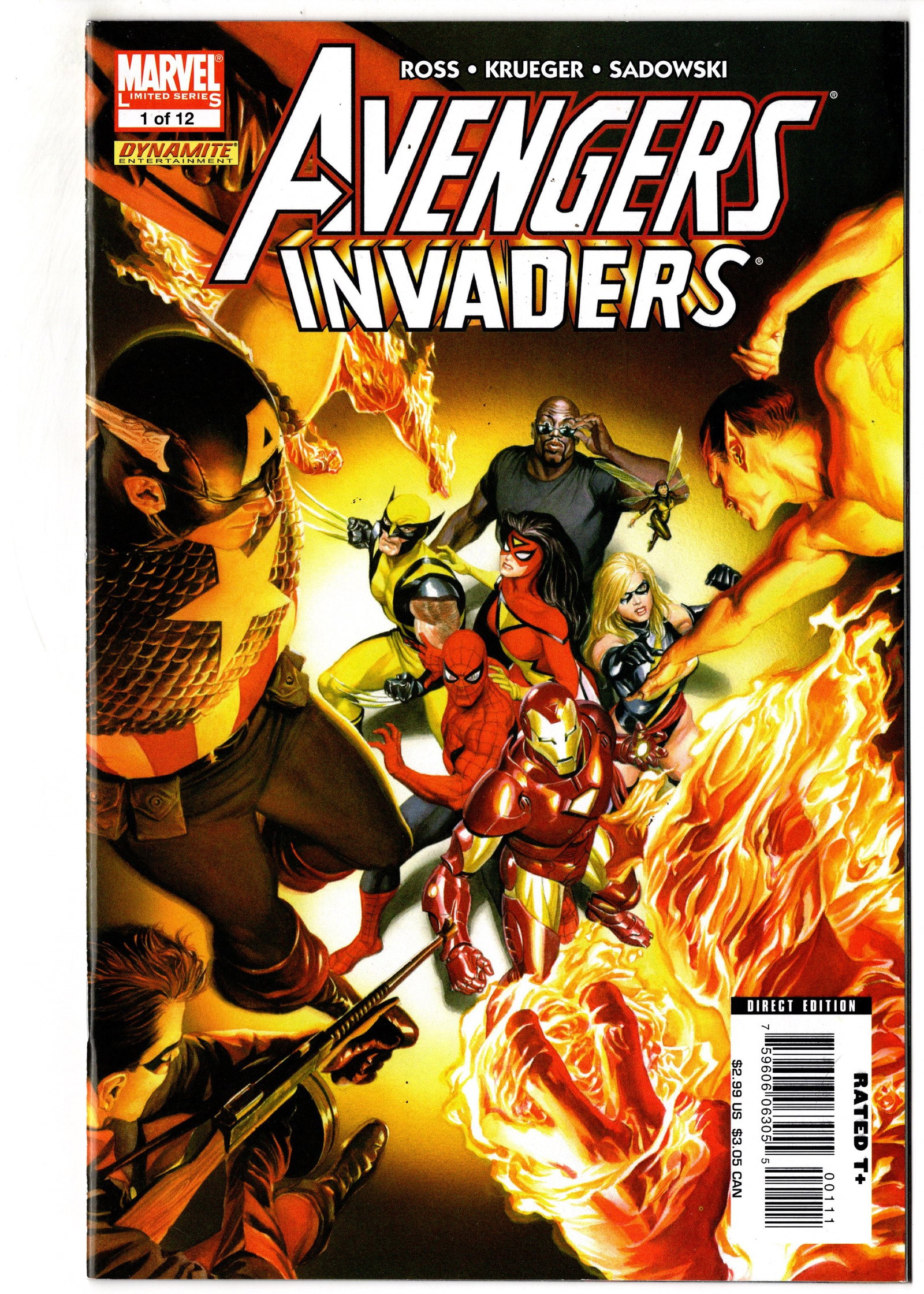 Avengers/Invaders #1 (2008) Alex Ross Series Debut: Avengers/Invaders #1 (2008), the debut issue of the acclaimed 12-issue Marvel limited series by Alex Ross, Jim Krueger, and Steve Sadowski. This ambitious crossover brings together Marvels modern