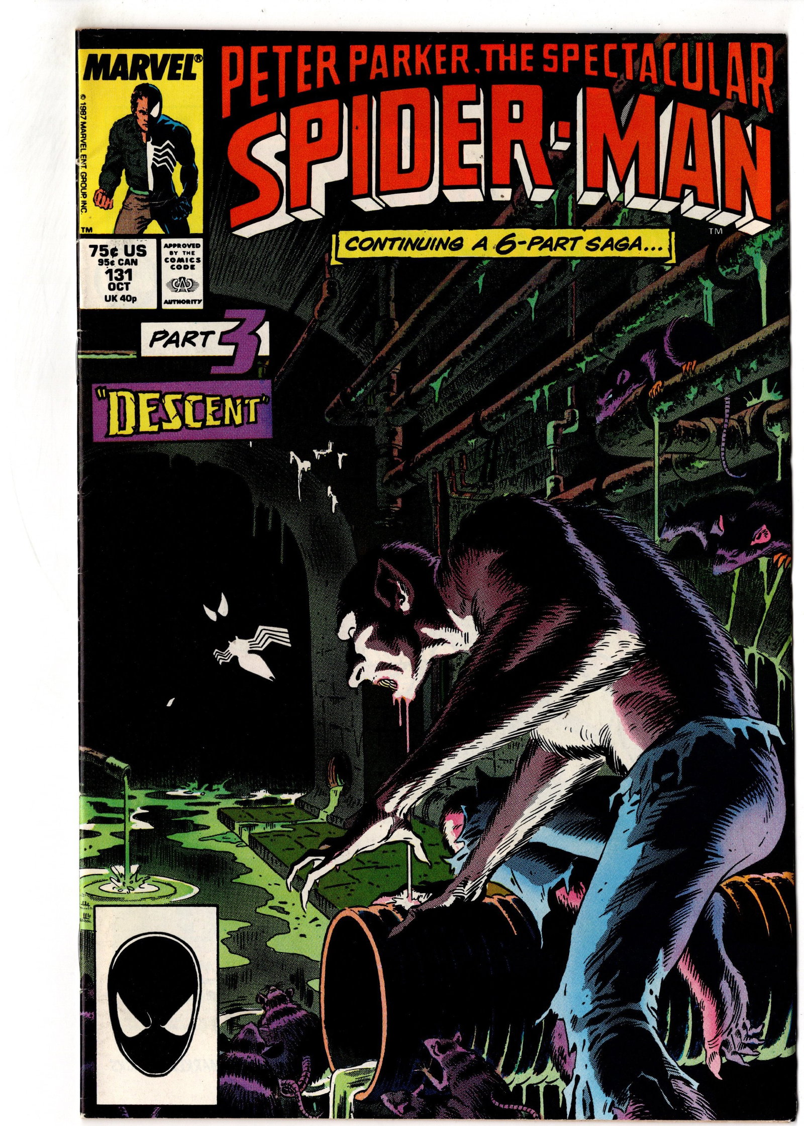 Peter Parker, Spectacular Spider-Man #131 (Marvel, 1987): Peter Parker, The Spectacular Spider-Man #131 (1987) Part three of the acclaimed "Kravens Last Hunt" storyline. One of the darkest and most celebrated Spider-Man stories ever published. A key chapter