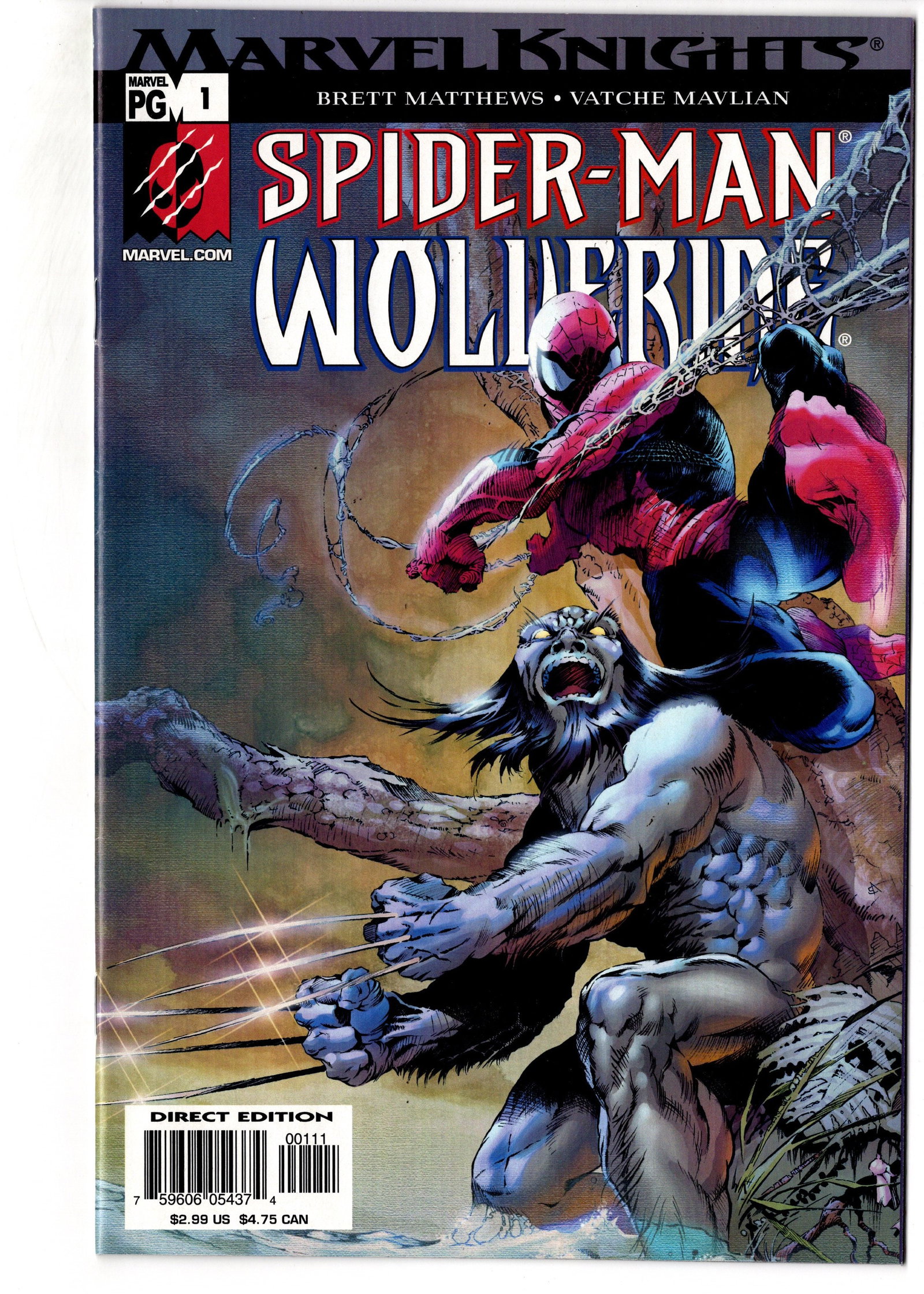 Spider-Man/Wolverine #1 (2003) Marvel Knights: Spider-Man/Wolverine #1 (2003) from Marvel Knights. This first issue teams two of Marvels most popular heroes in an action-packed adventure featuring Spider-Man and Wolverine against a supernatural