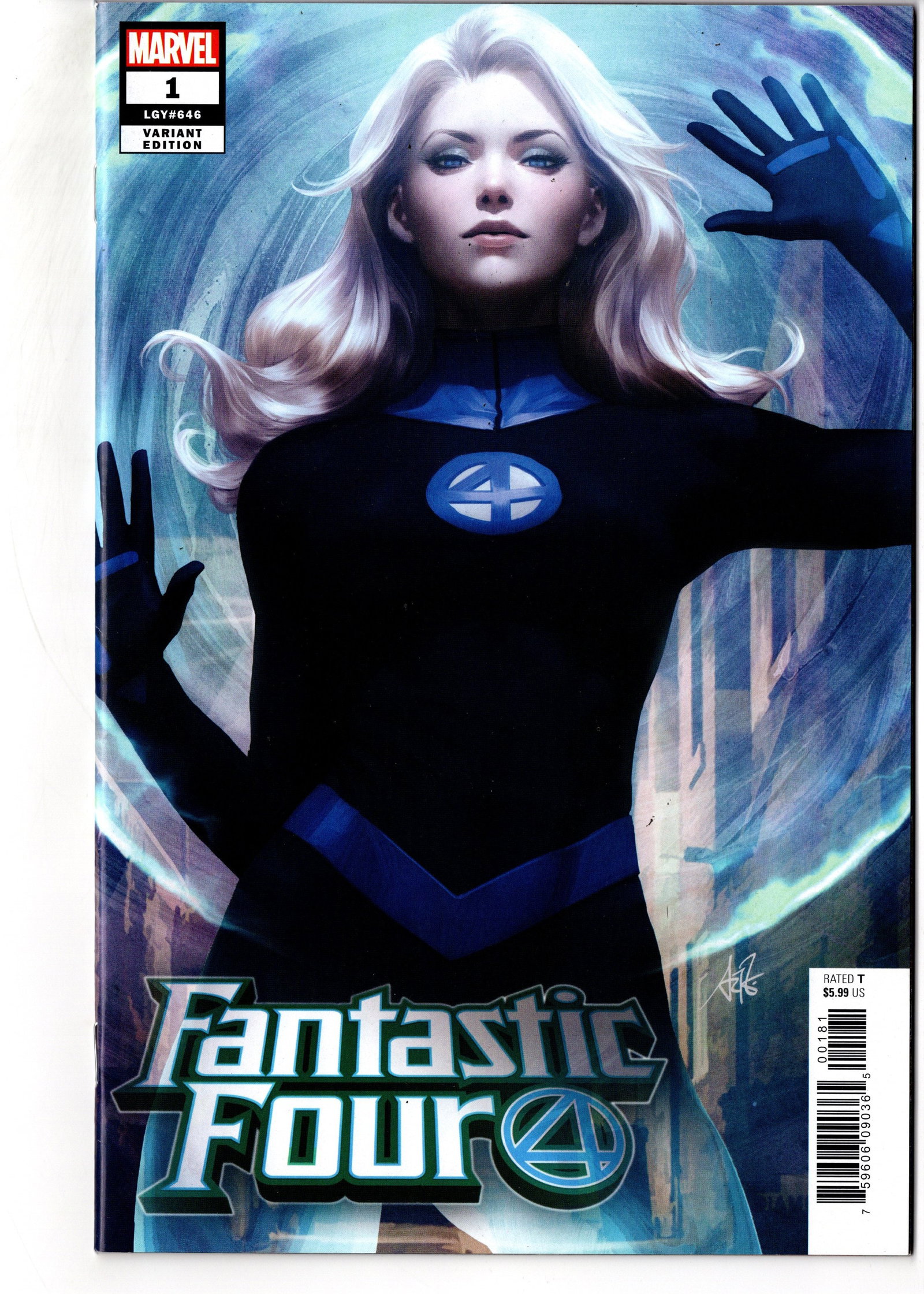 Fantastic Four #1 (2022) Artgerm Invisible Woman Variant: Fantastic Four #1 (Legacy #646) Artgerm Variant Cover Marvels Fantastic Four returns with this striking variant edition featuring stunning cover artwork by acclaimed artist Stanley "Artgerm" Lau.