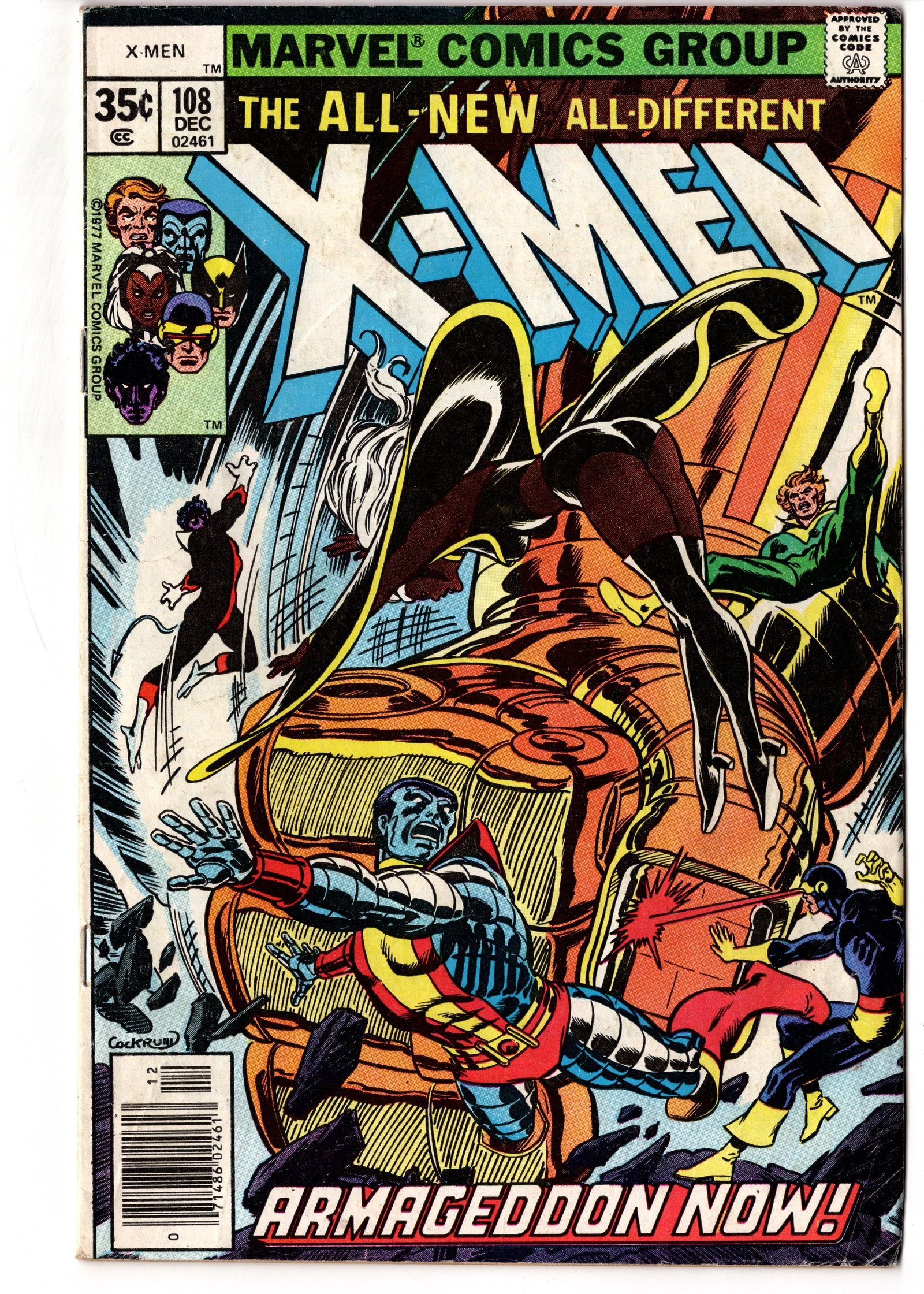 X-Men #108 (1977) Marvel Bronze Age: X-Men #108 (December 1977) from Marvel Comics, featuring the classic Chris Claremont and Dave Cockrum era of the All-New, All-Different X-Men. This Bronze Age issue includes appearances by the core X-