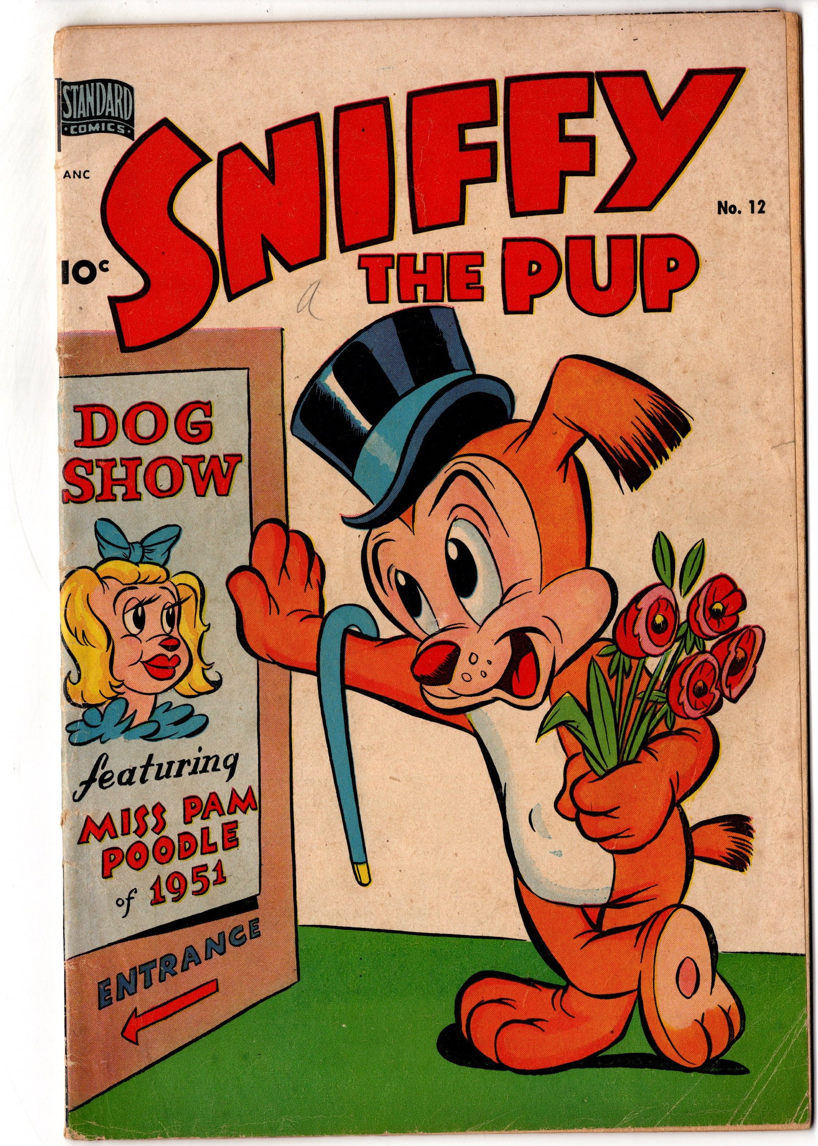 Sniffy the Pup #12 (Standard Comics, 1951) - Scarce: Sniffy the Pup #12 published by Standard Comics in 1951. Please review all photos carefully to determine the condition, completeness, page quality, and any defects. The images shown are of the exact