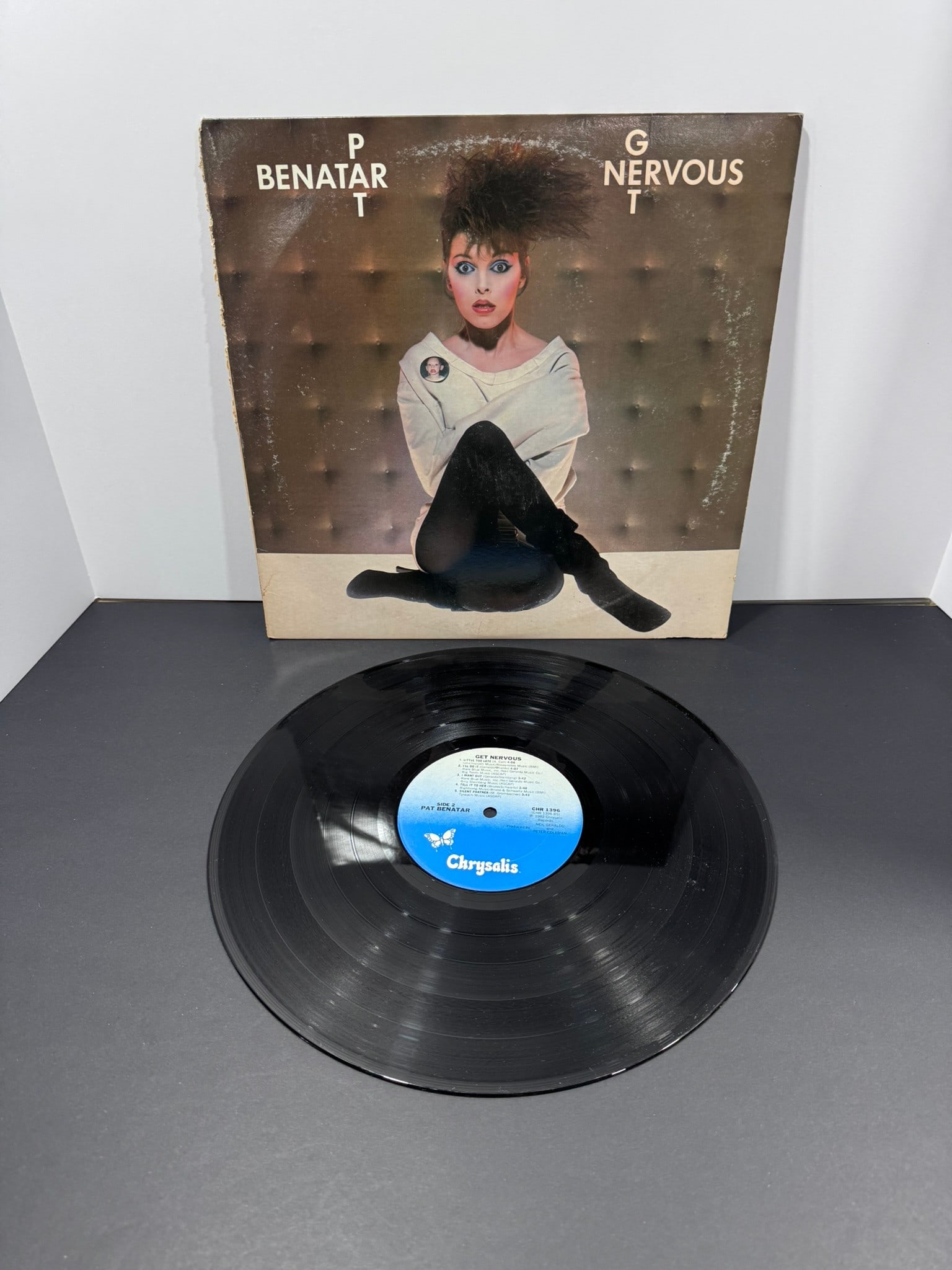 Pat Benatar – Get Nervous (Chrysalis Records, 1982) LP: Released in 1982, Get Nervous is Pat Benatar's fourth studio album and features some of her best-known songs from the early MTV era, including "Shadows of the Night," "Little Too Late," and "Looking